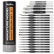 Nicpro Miniature Paint Brushes Drybrush - 21PCS Model Paint Brush Set for Acrylic Oil Watercolor, Detail Paint Brush Dry Brush for Model, Miniature Painting, Paint by Numbers, Craft - with Container