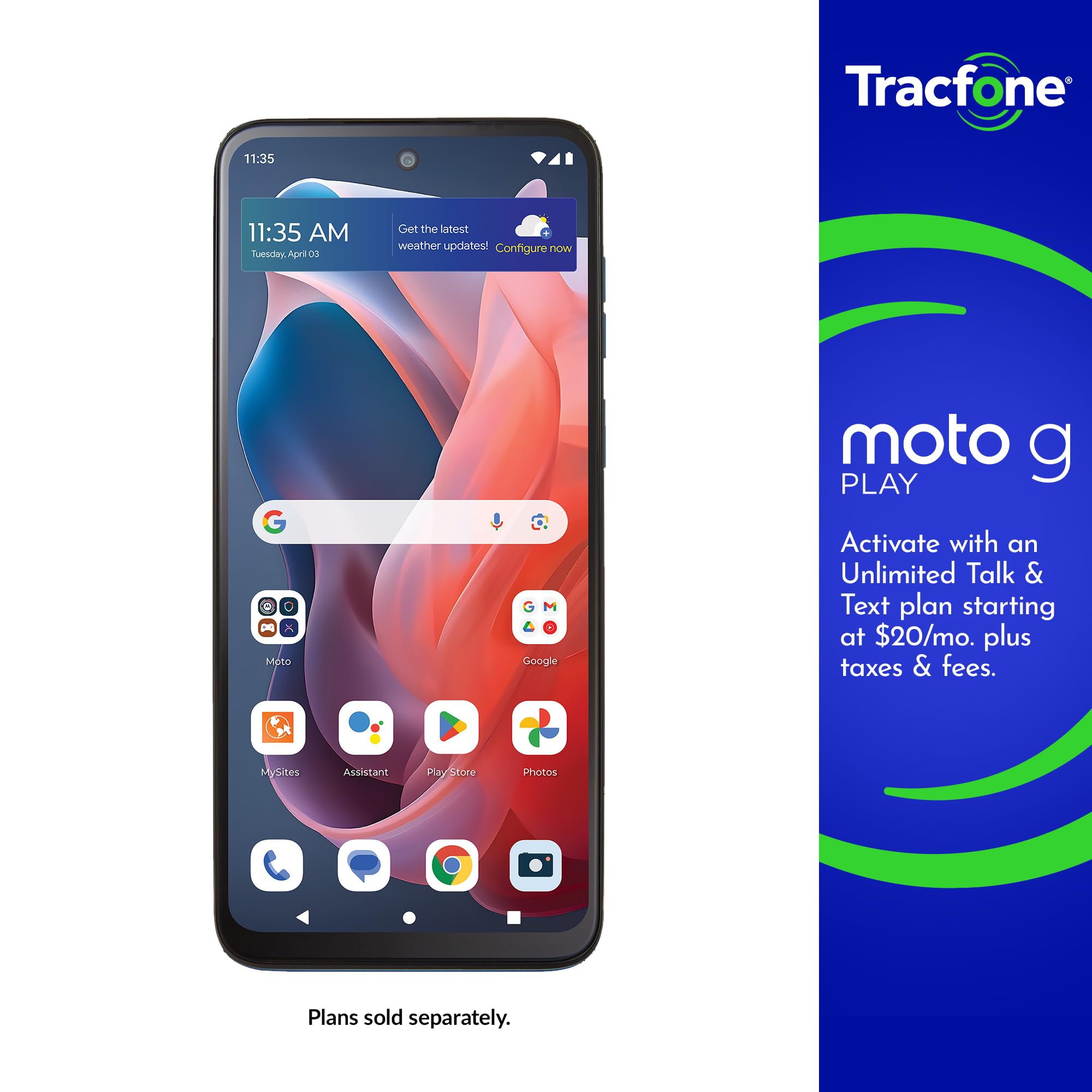 Tracfone, Motorola Moto g Play 2024, 64GB, Prepaid Smartphone, Sapphire Blue, 50MP Camera, Locked