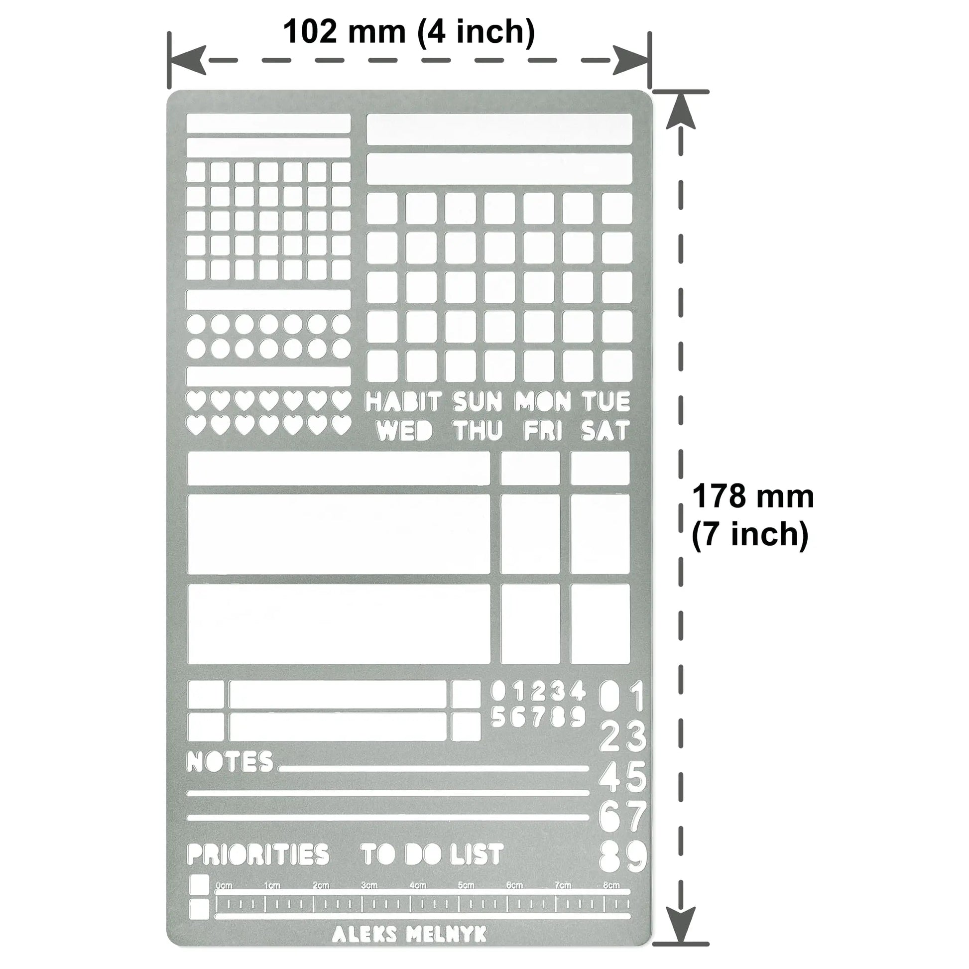 Aleks Melnyk No.423 Metal Stencil for Bullet Journaling, Bookmark, Planning, Banners, Lines, Lists, Planner Stamps, Habit Tracker, Dot Journal Stencil for Diary, Template, Scrapbook