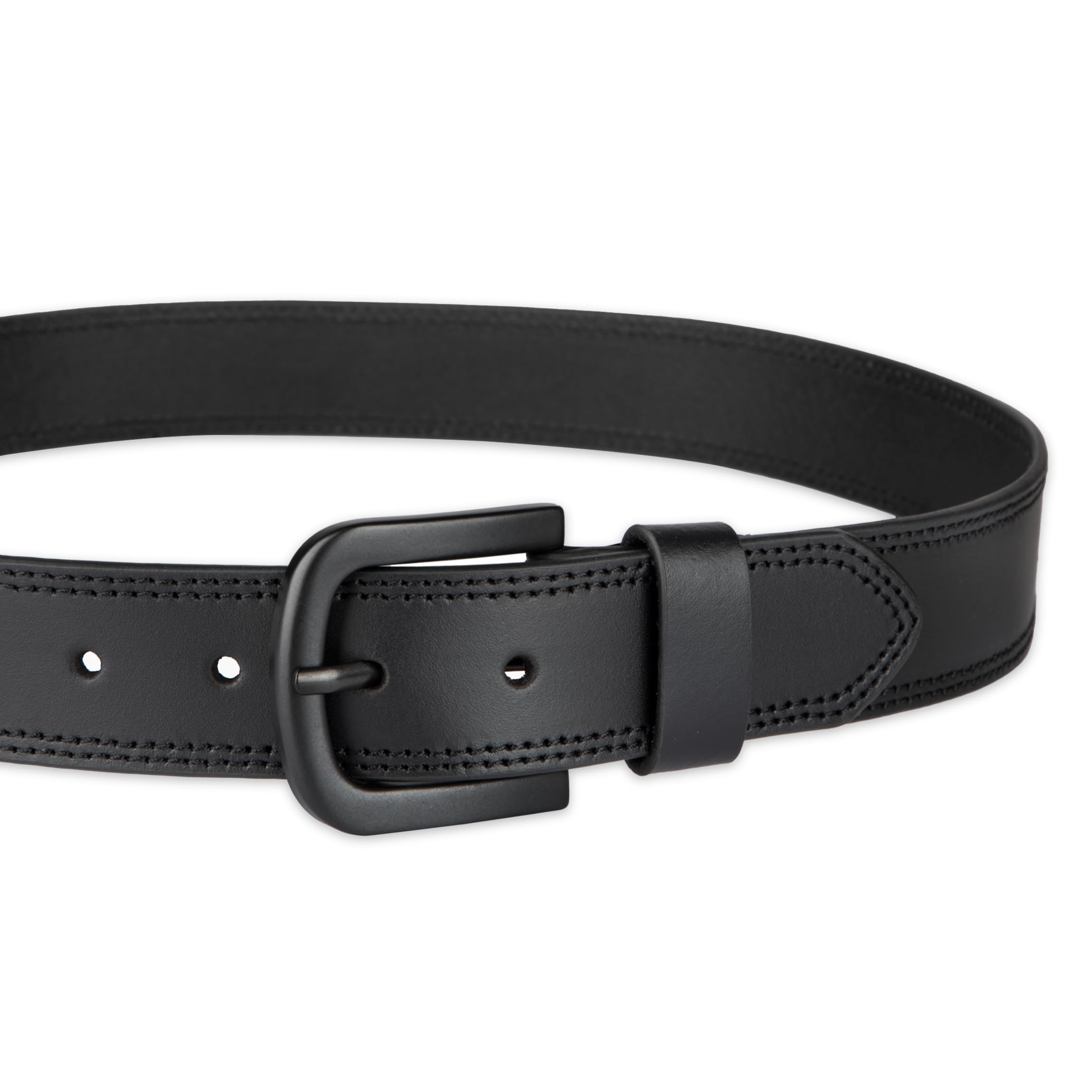 Dickies Men's 38mm Leather Belt with Two Row Stitch, black, 36