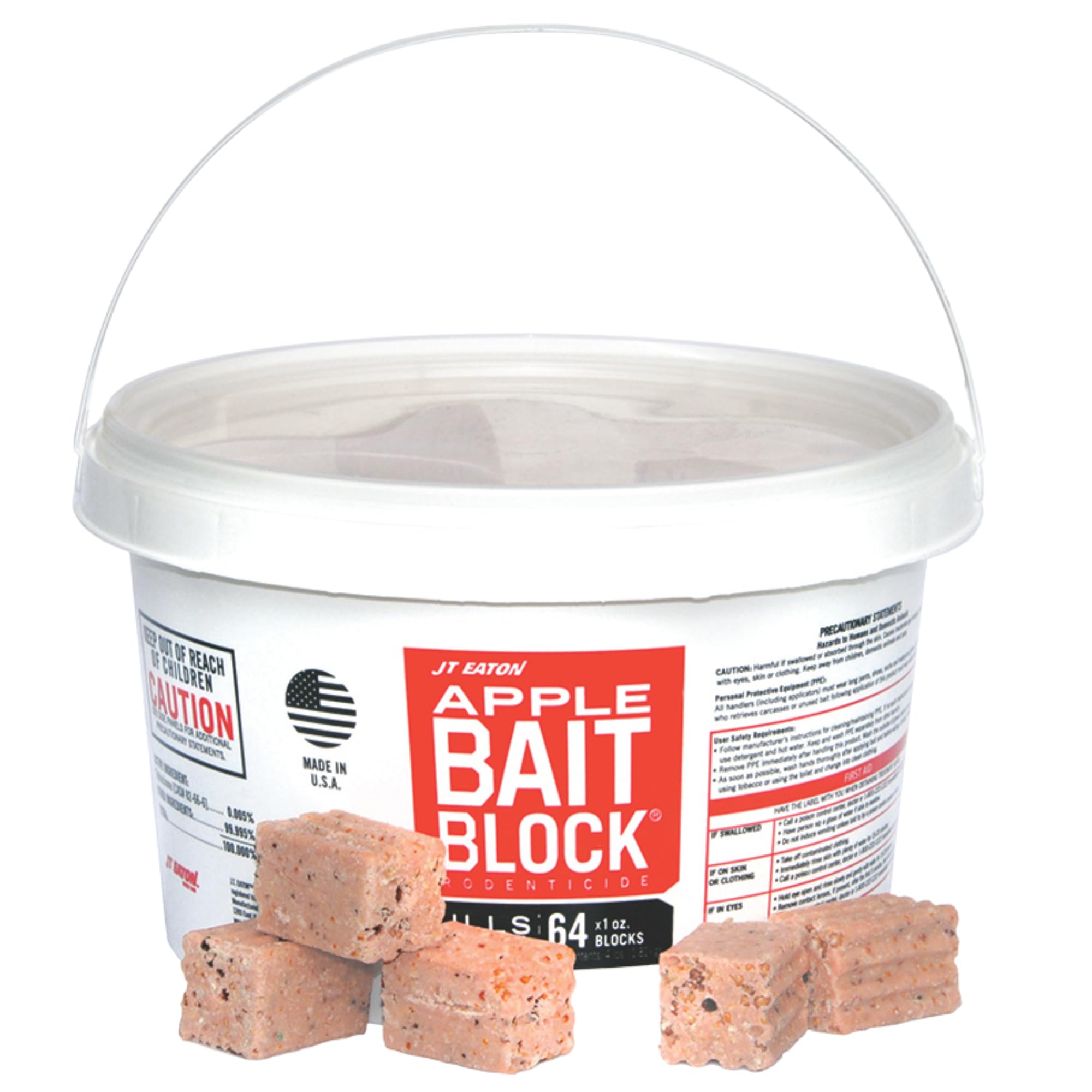 Bait Block Apple Flavor Rodenticide - 4 lb. Pail - Effective Rodent Control Bait Blocks - Long-Lasting and Easy to Use