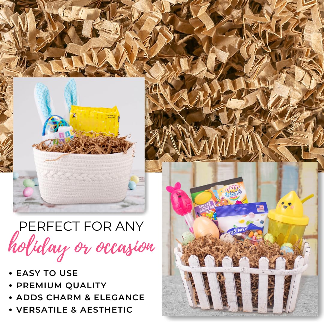 MagicWater Crinkle Cut Paper for Gift Baskets - 2LB Kraft - Perfect for Shredded Paper Filler, Basket Filler, Gift Boxes, Bridesmaid Gifts, Halloween Stuffers & More – Ideal for All Occasions