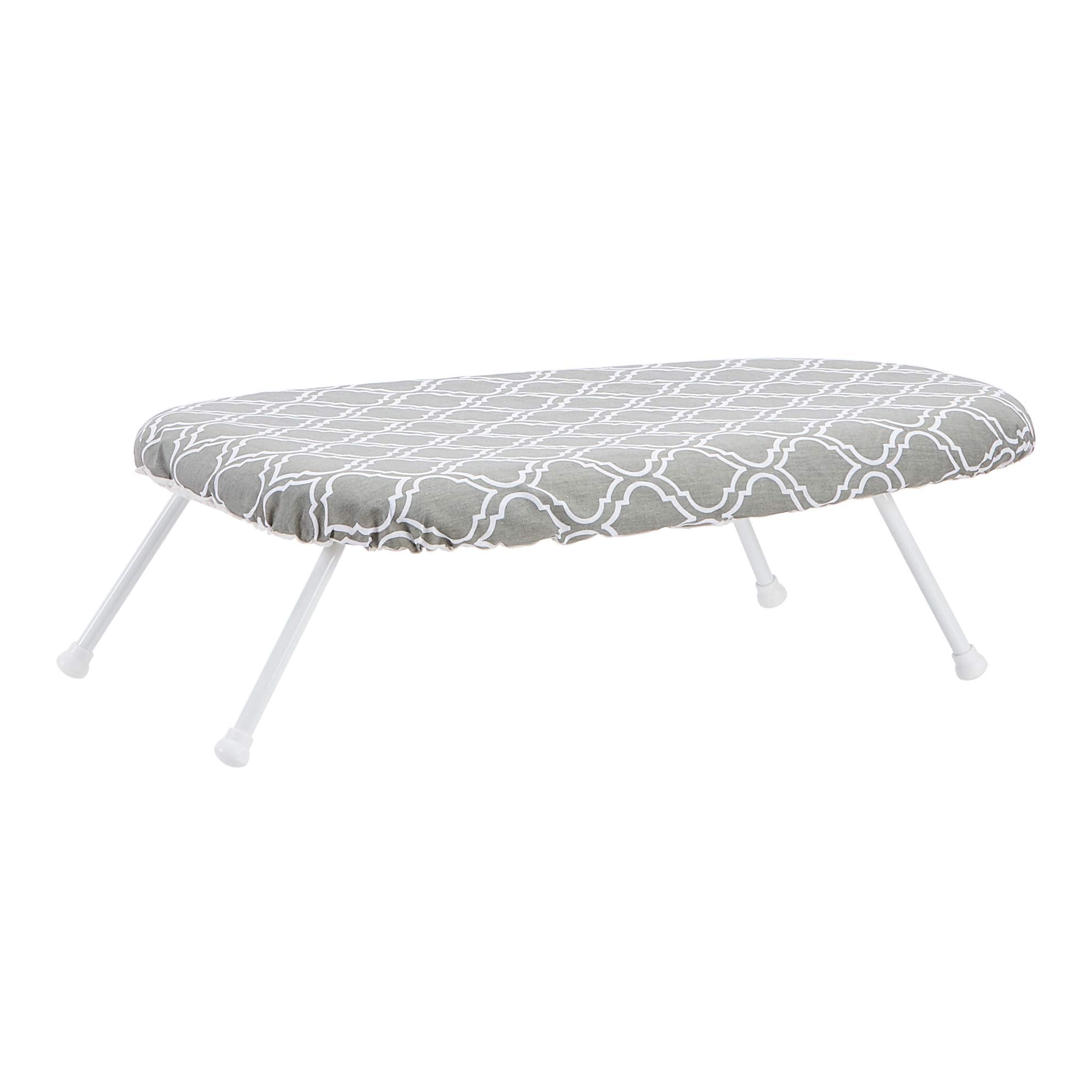 Amazon Basics Compact Tabletop Ironing Board with Folding Legs - Trellis Removable Cover, Chevron, 23.6"L x 7.1"W x 14.3"H