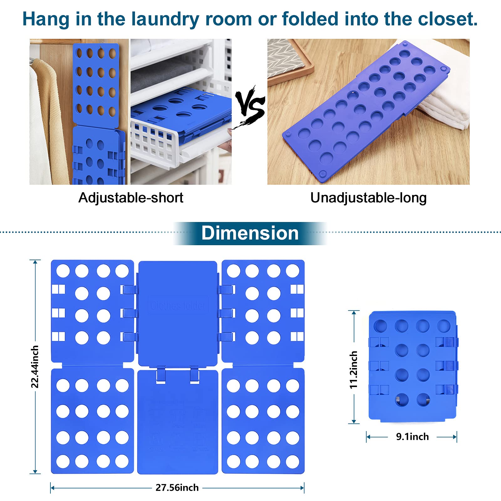 t Shirt Folder Clothes Folding Board Plastic Laundry Folder Home Storage Tool for Adults and Children, Blue