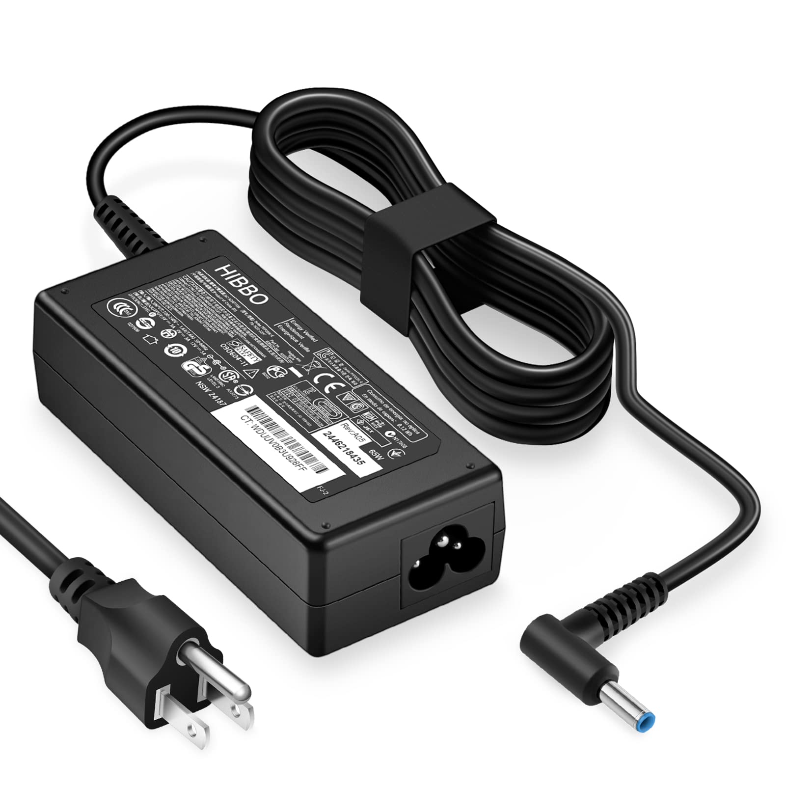 Charger Compatible with HP Laptop Computer 65W 45W Smart Blue Tip Power Adapter