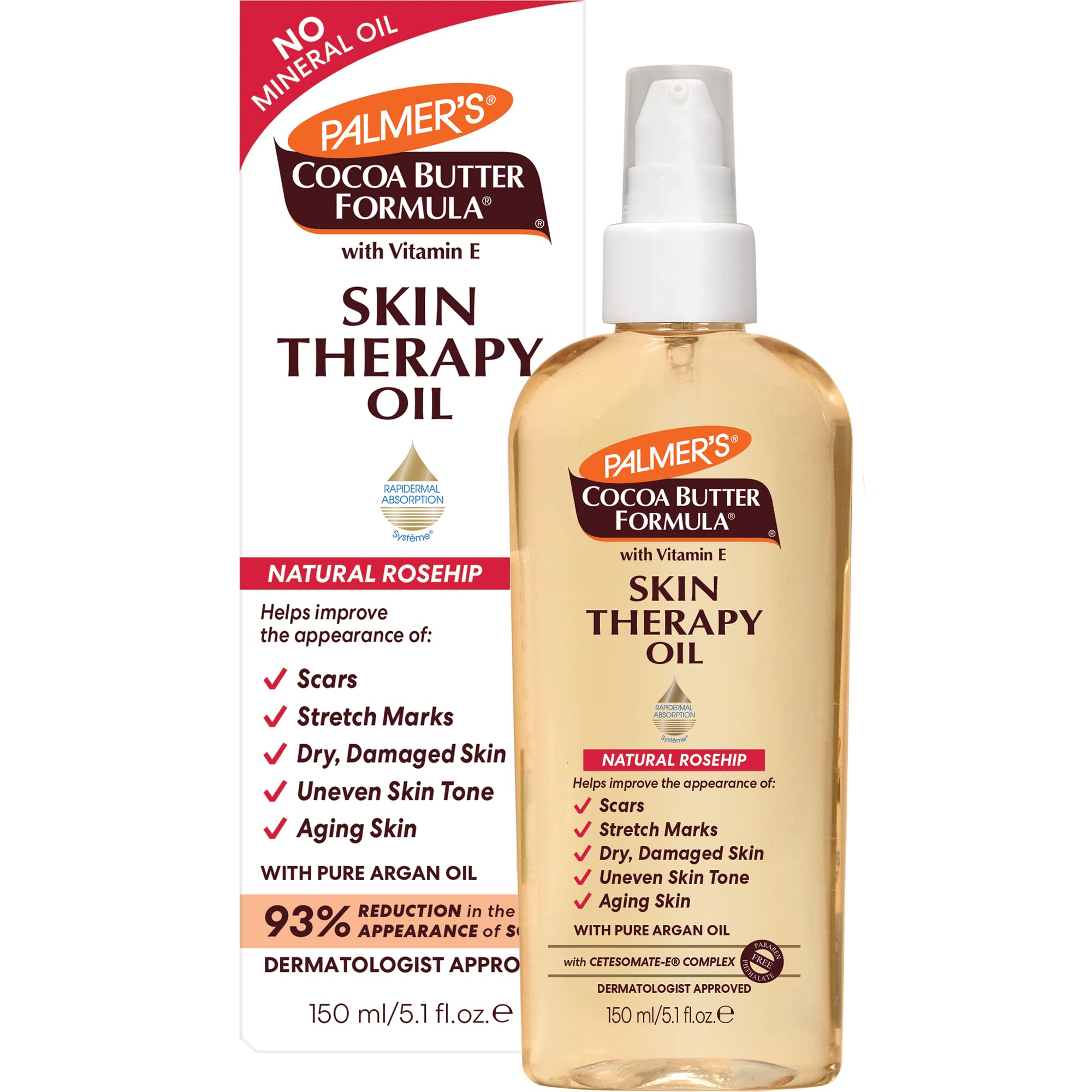 Palmer's Cocoa Butter Formula Hauttherapie Feuchtigkeitsspendendes Körperöl mit Vitamin E, Hagebuttenduft, 150 ml