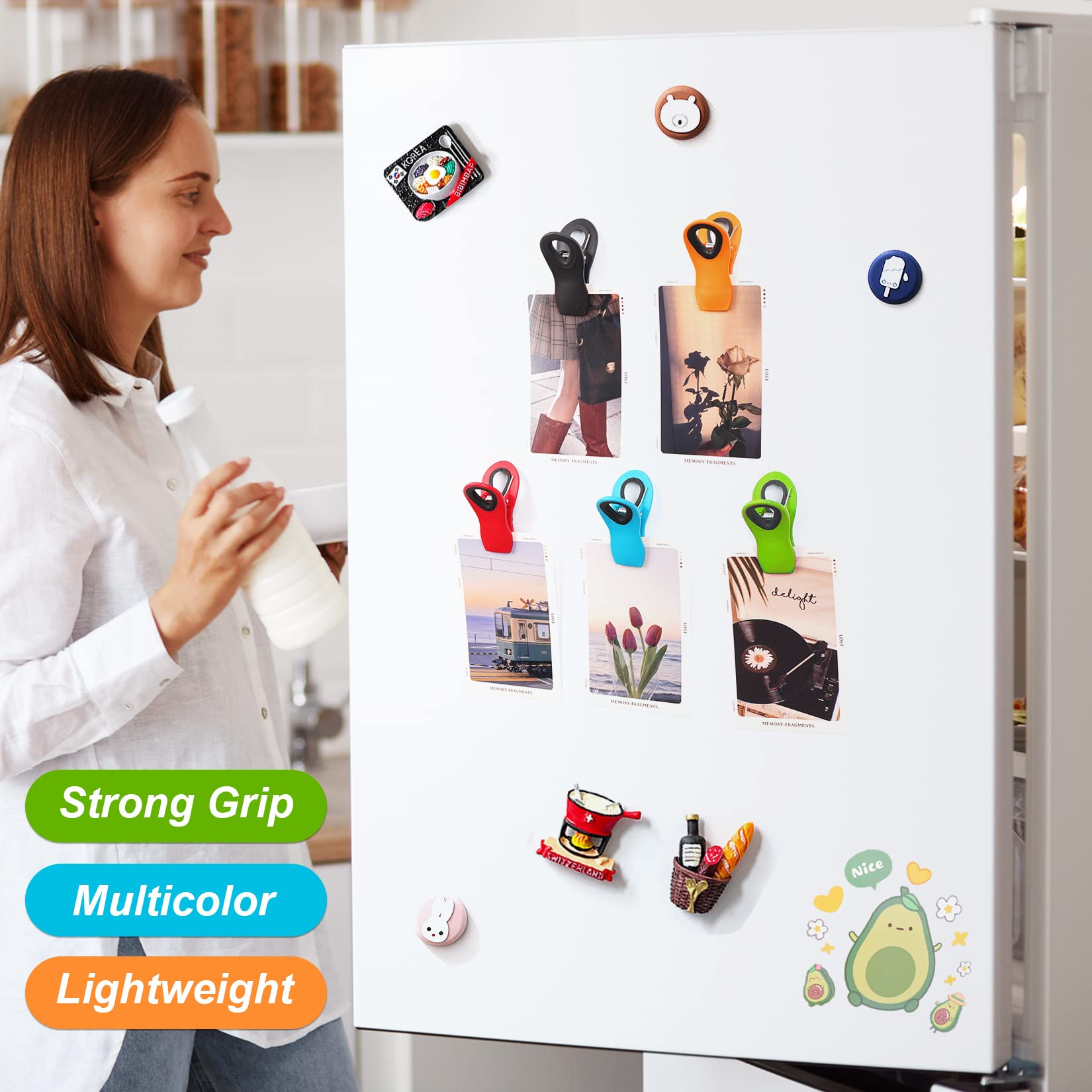 Jetmore 12 Pack Chip Clips Bag Clips, Magnetic Bag Clip for Food Storage Heavy Duty, Plastic Food Clip for Chips, Snack, Kitchen, Refrigerator, Garden, Sewing, Fabric, Clothes Pins
