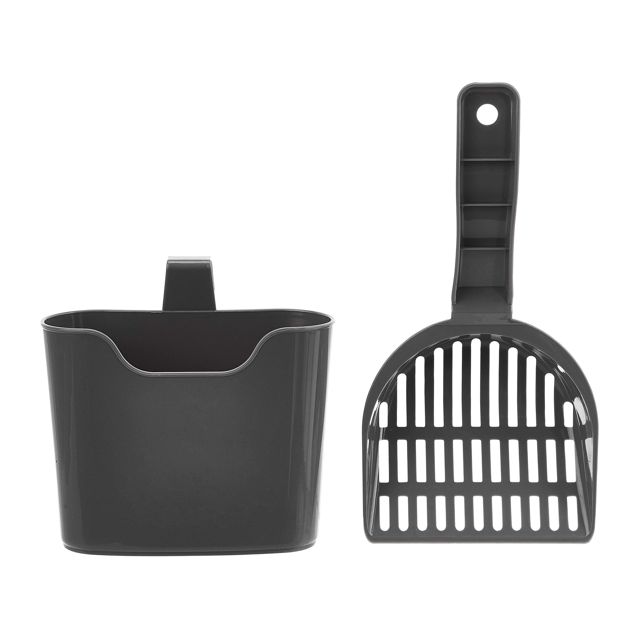 Basics Durable Litter Scoop for Cat Litter Box, with Holder, Efficient Scooper