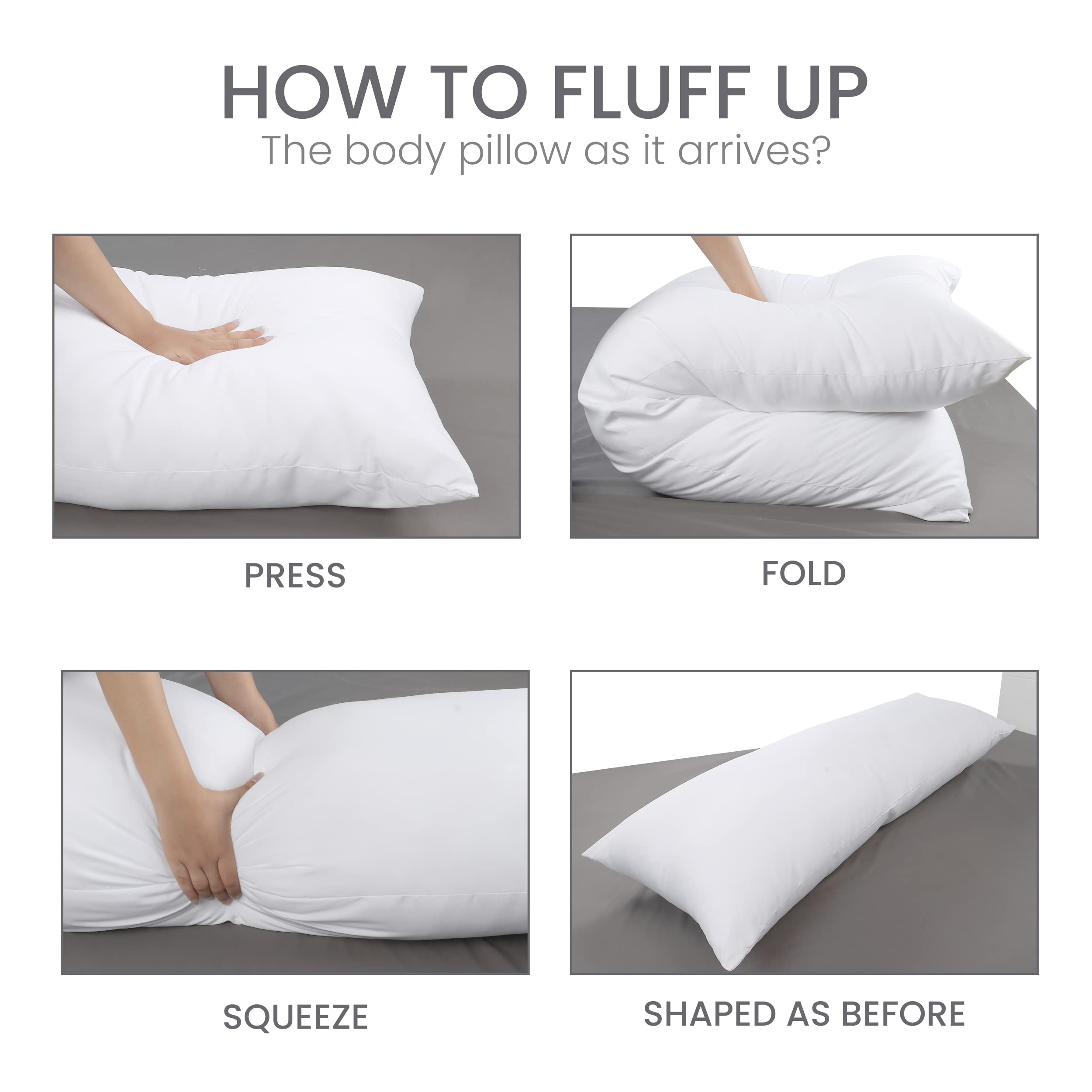 Utopia Bedding Full Body Pillow for Adults (White, 20 x 54 Inch), Long Pillow Insert for Sleeping, Ideal for Side Sleepers