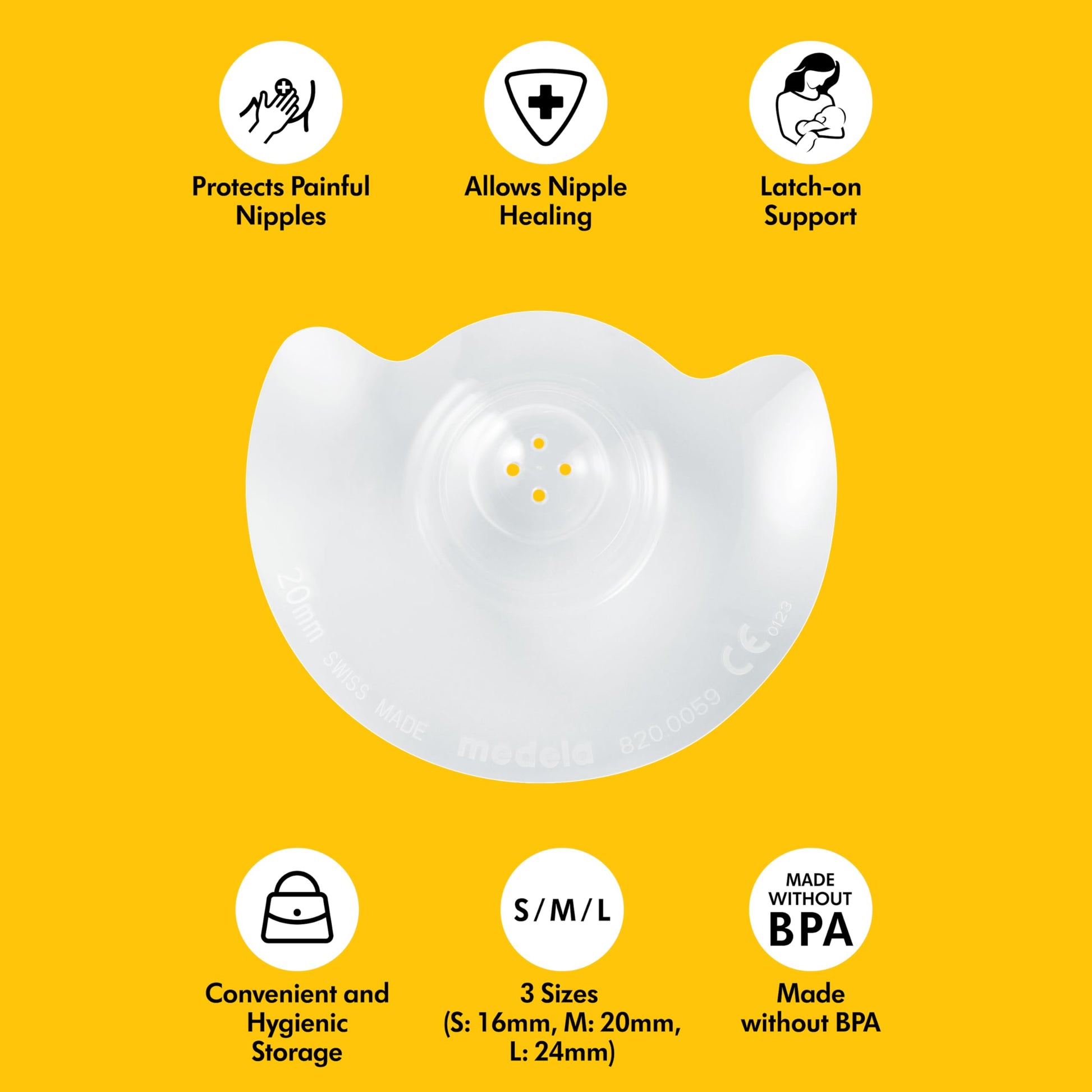Medela Contact Nipple Shields, Medium 20mm | for Latching Difficulties During Breastfeeding, Flat or Inverted Nipples