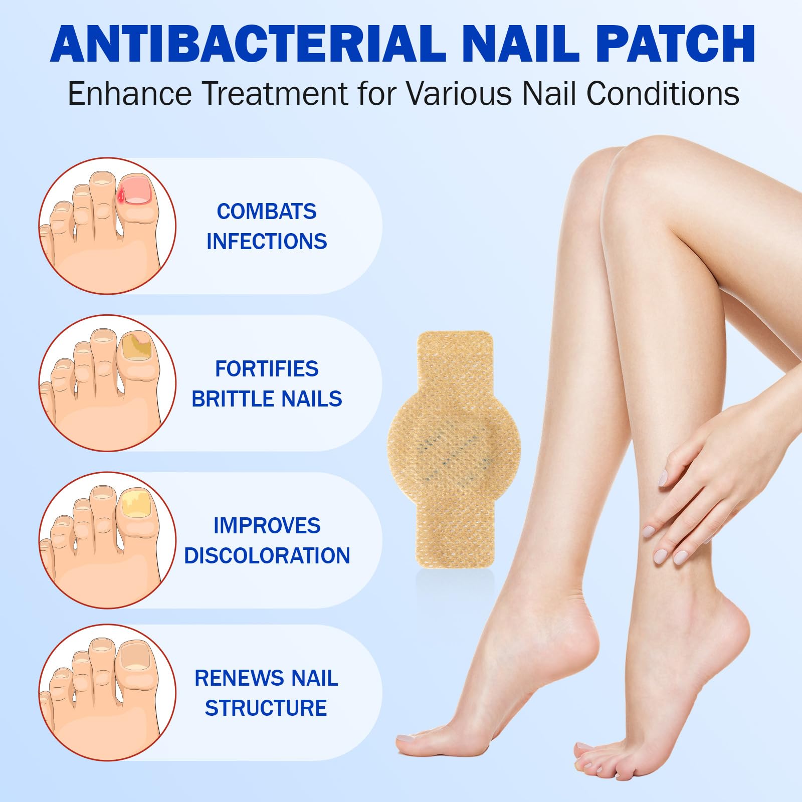 Toenail Fungus Treatment Extra Strength – 21pcs Nighttime Nail Repair for Damaged, Discolored Nails – 8-Hour Fungal Nail Patch for Strengthening, Safe for Sensitive Skin, Easy to Apply