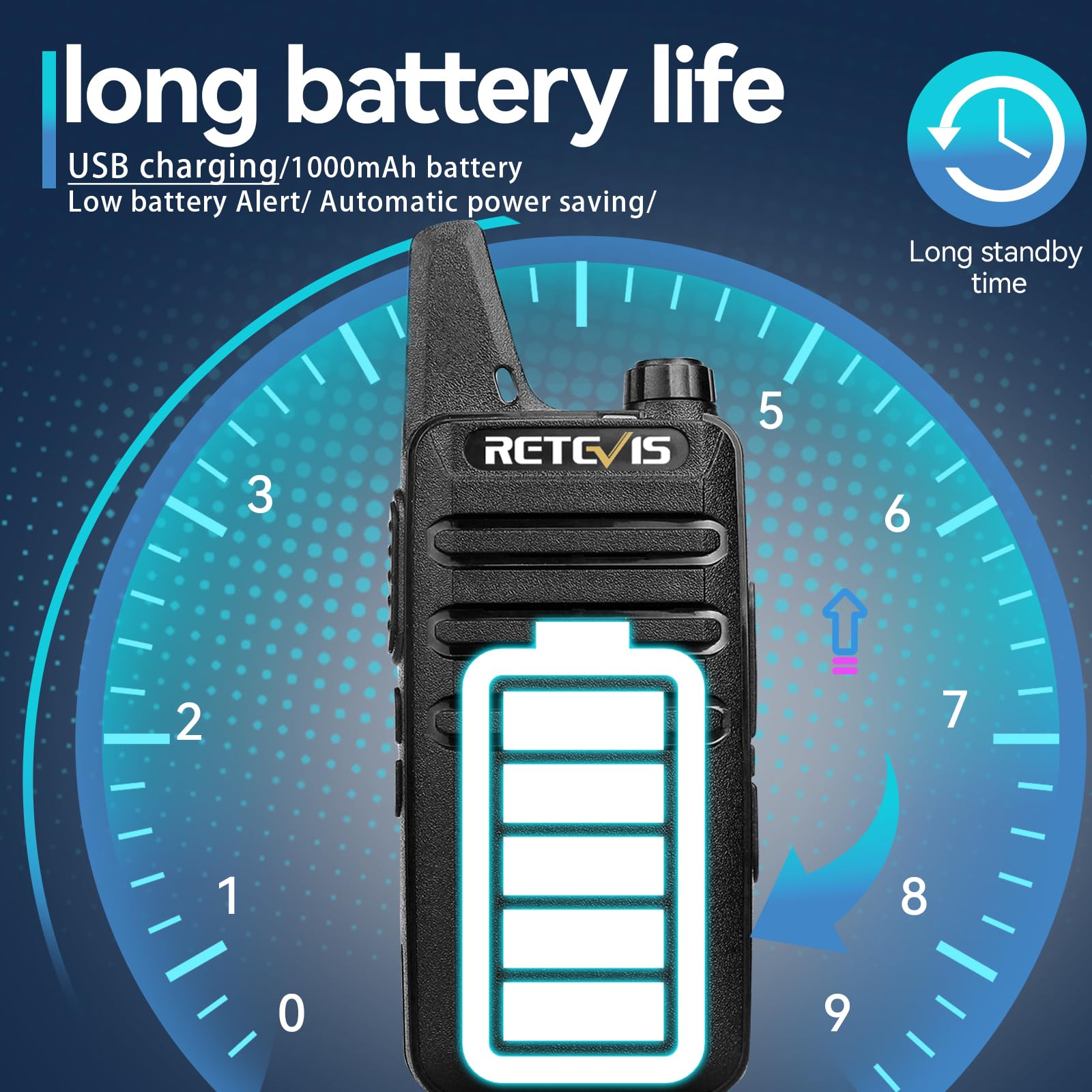 Retevis RT22 Walkie Talkies Rechargeable Hands Free 2 Way Radios Two-Way Radio(6 Pack) with 6 Way Multi Gang Charger