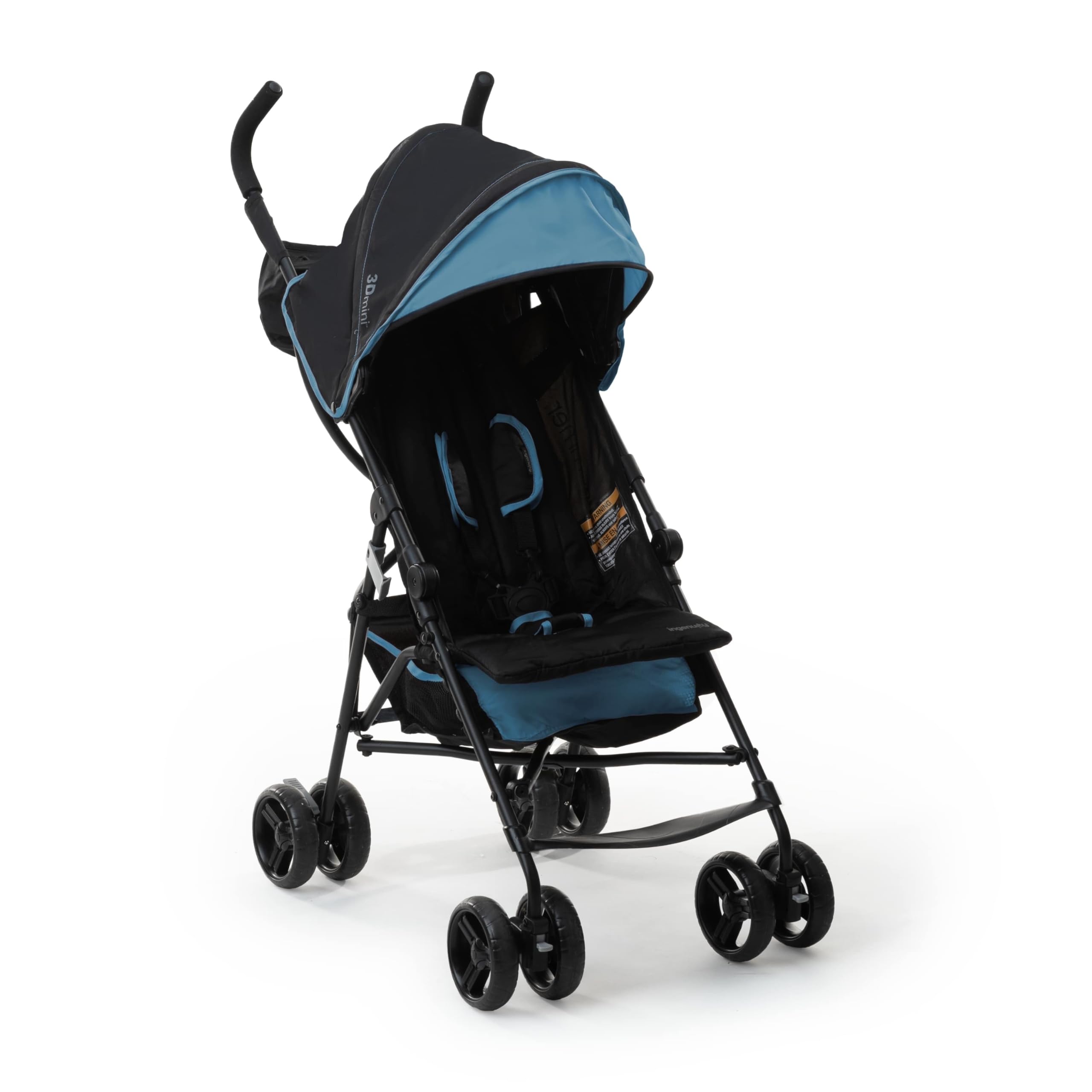 Ingenuity 3D Mini Convenience Stroller - Lightweight Stroller with Compact Fold, Multi-Position Recline, Canopy with Pop Out Sun Visor - Umbrella Stroller for Travel & More, Blue/Black