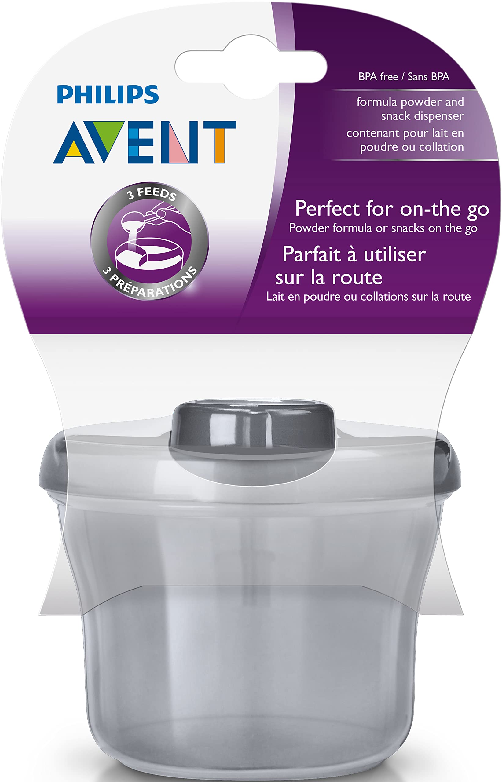 Philips AVENT Powder Formula Dispenser and Snack Cup For Unisex Baby, Grey, SCF135/18