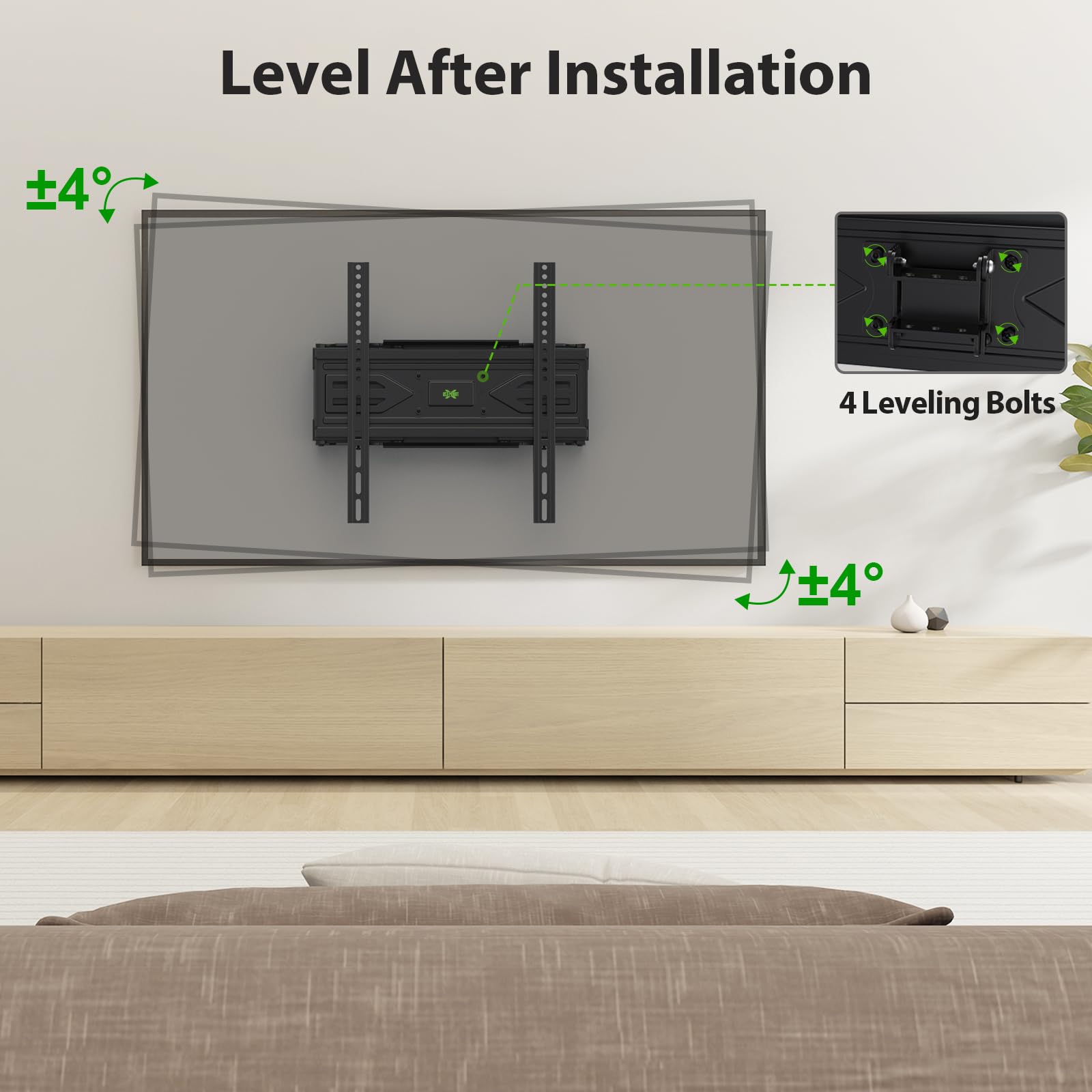 USX MOUNT Full Motion TV Wall Mount for Most 32-70 inch TVs up to 99 lbs, Wall Mount Bracket with Dual Articulating Arms, Swivel, Tilt, Max VESA 400x400mm, TV Mount Fits 12”/16” Wood Studs