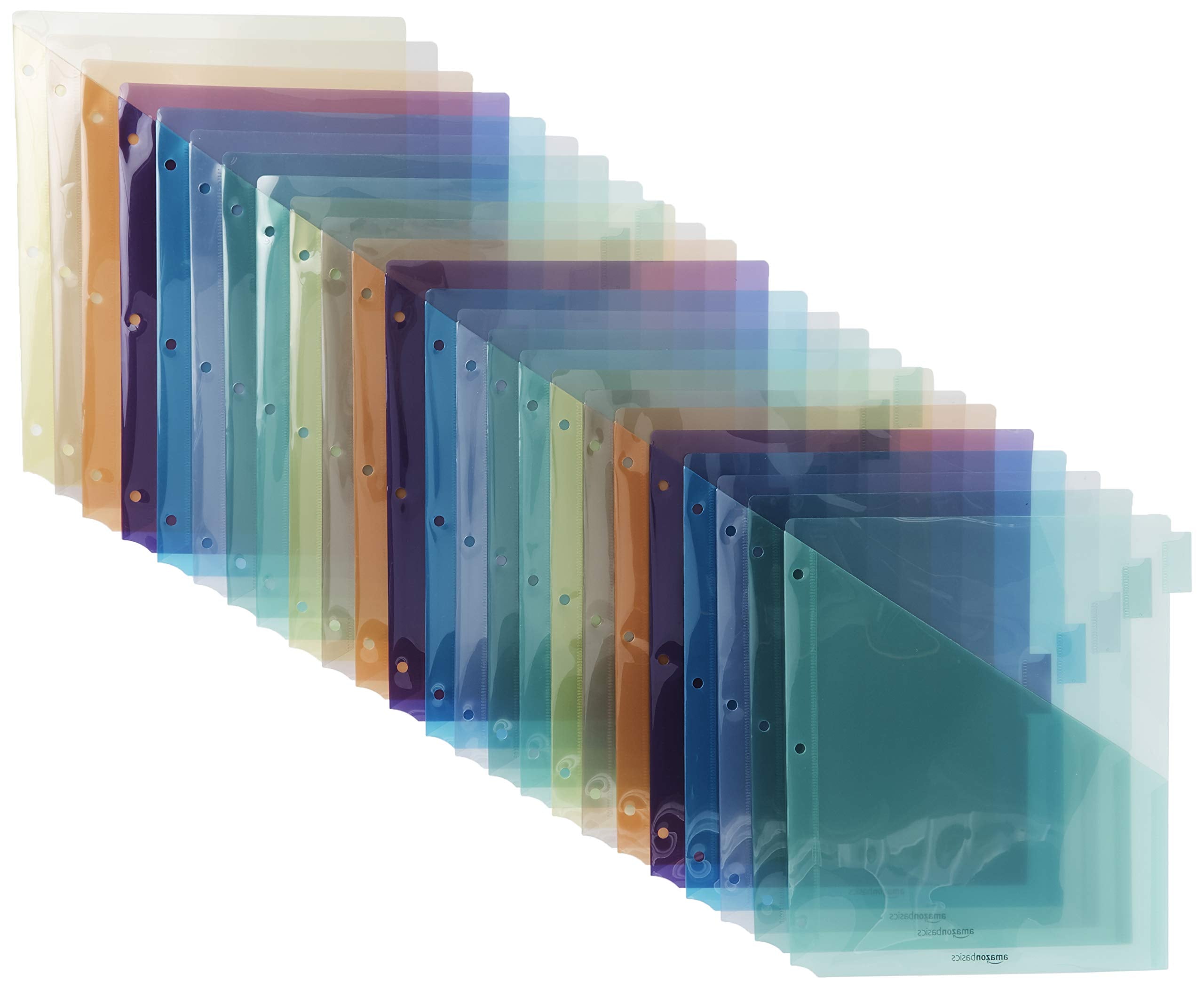 Basics Tab Dividers for 3 Ring Binder, Two Pocket, Letter Size, Assorted Colors, 24 Count