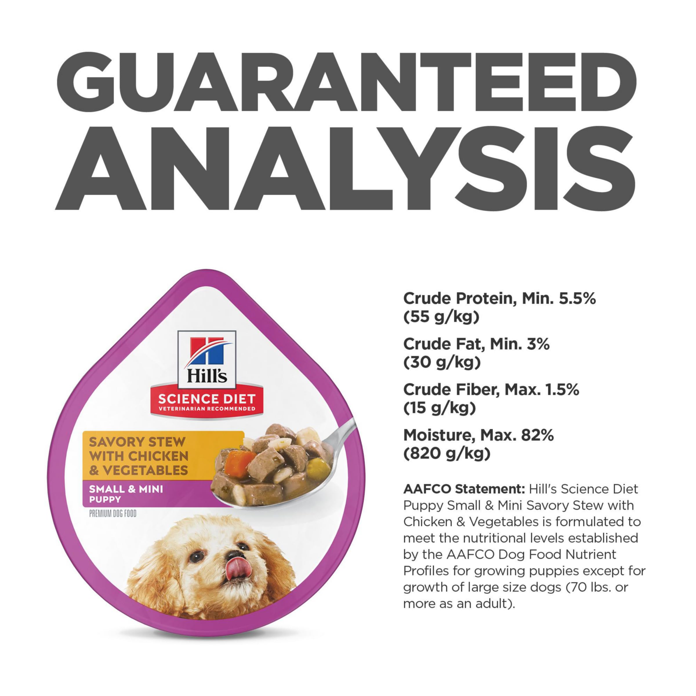 Hill's Science Diet Puppy Small & Mini Breeds Wet Dog Food, Chicken & Vegetables Stew, 3.5 oz. Trays, 12-Pack