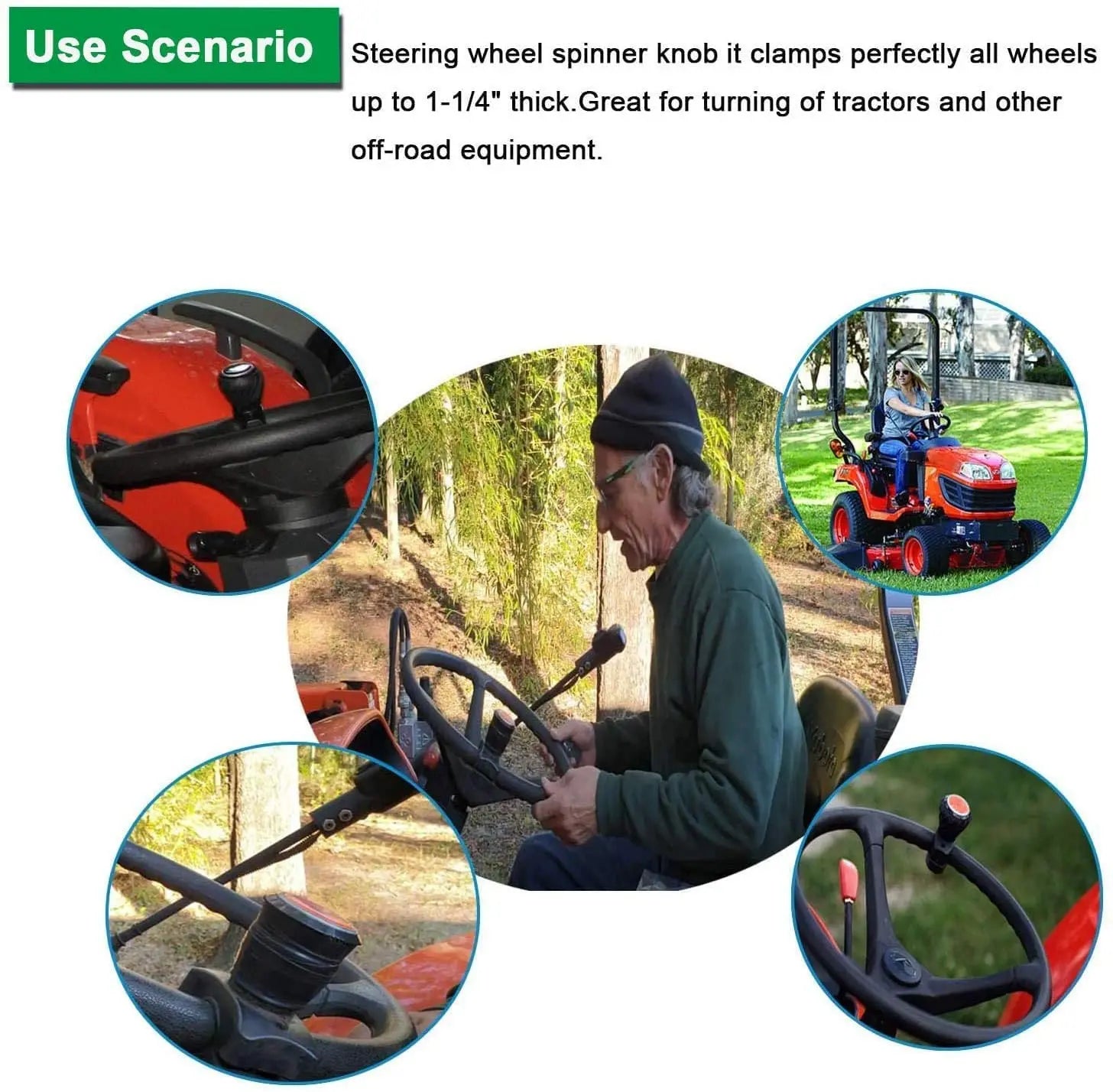 Tractor Steering Wheel Knob 𝙎𝙩𝙚𝙚𝙧𝙞𝙣𝙜 𝙒𝙝𝙚𝙚𝙡 𝙎𝙥𝙞𝙣𝙣𝙚𝙧 𝙆𝙣𝙤𝙗𝙨 for Kubota Jo-hn Dee-re Tractors, Cars, Trucks, Mowers, Forklifts, Universal Spinner Knob Steering Wheel Ball Knob