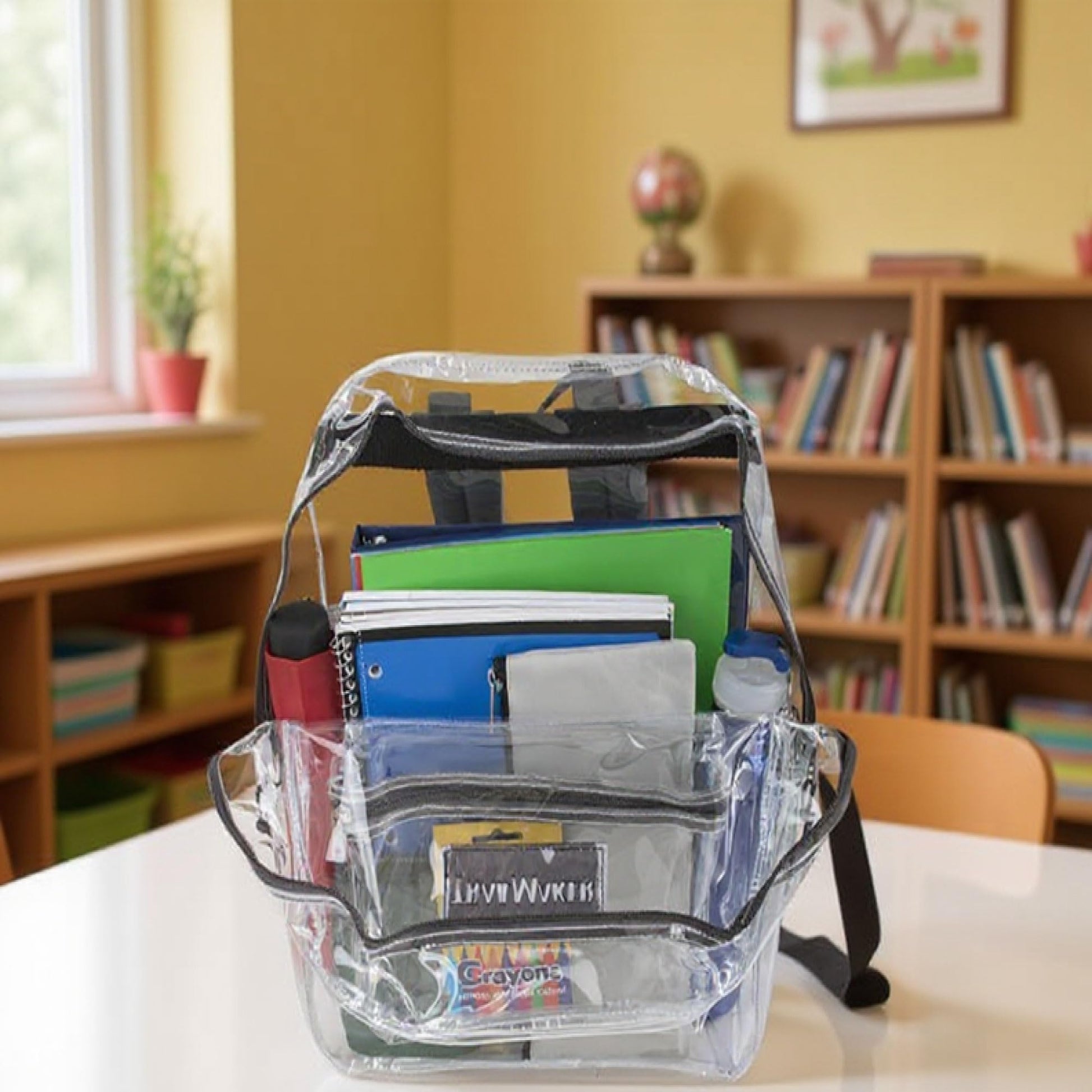 Clear Backpack Heavy Duty Transparent Bookbag for Kids, Boys, Girls, School, Travel, Stadium Approved (Black)