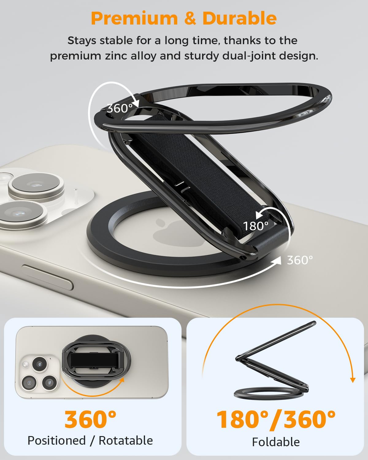 [2025 Newest] SUPERONE for MagSafe Phone Grip for MagSafe Kickstand Compatible with Mag Safe Finger Loop, 4-in-1 Phone Ring Holder Strap for Mag Safe iPhone 17/16/15/14/13/12 Series