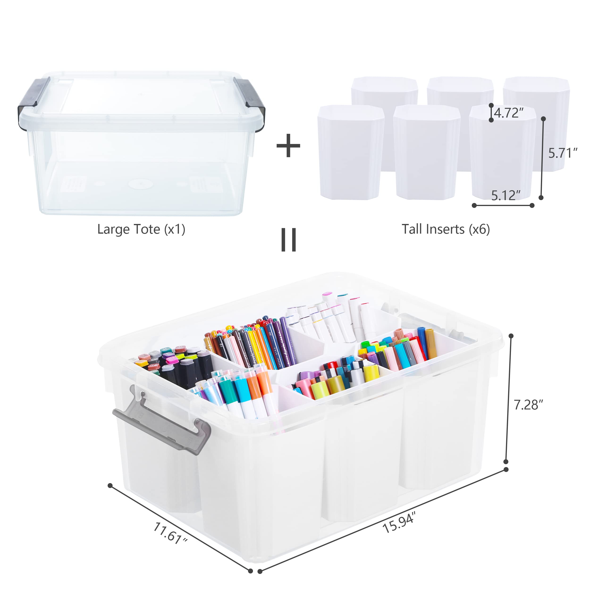 Citylife 17 QT Plastic Storage Bins Clear Storage Box with Lids Multipurpose Stackable Storage Containers for Organizing Tool, Craft, Crayon