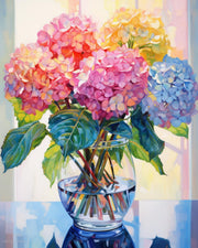 Tucocoo Hydrangea in Glass Vase Window Landscape Paint by Numbers for Adults Beautiful Flower DIY Paint by Numbers Acrylic Paint Canvas Colorful Flowers Painting Kits Art 16x20 Inch(Without Frame)