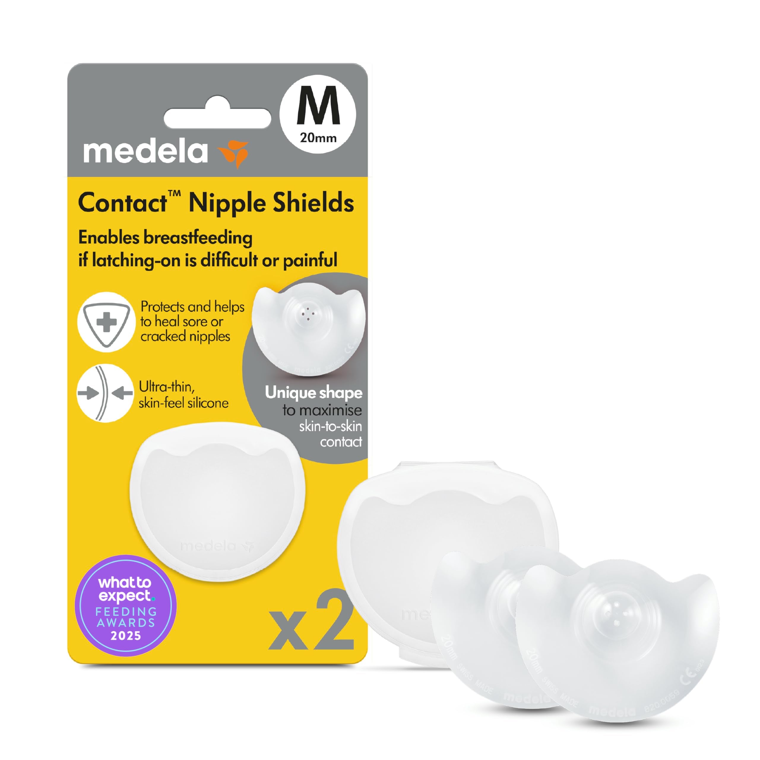 Medela Contact Nipple Shields, Medium 20mm | for Latching Difficulties During Breastfeeding, Flat or Inverted Nipples