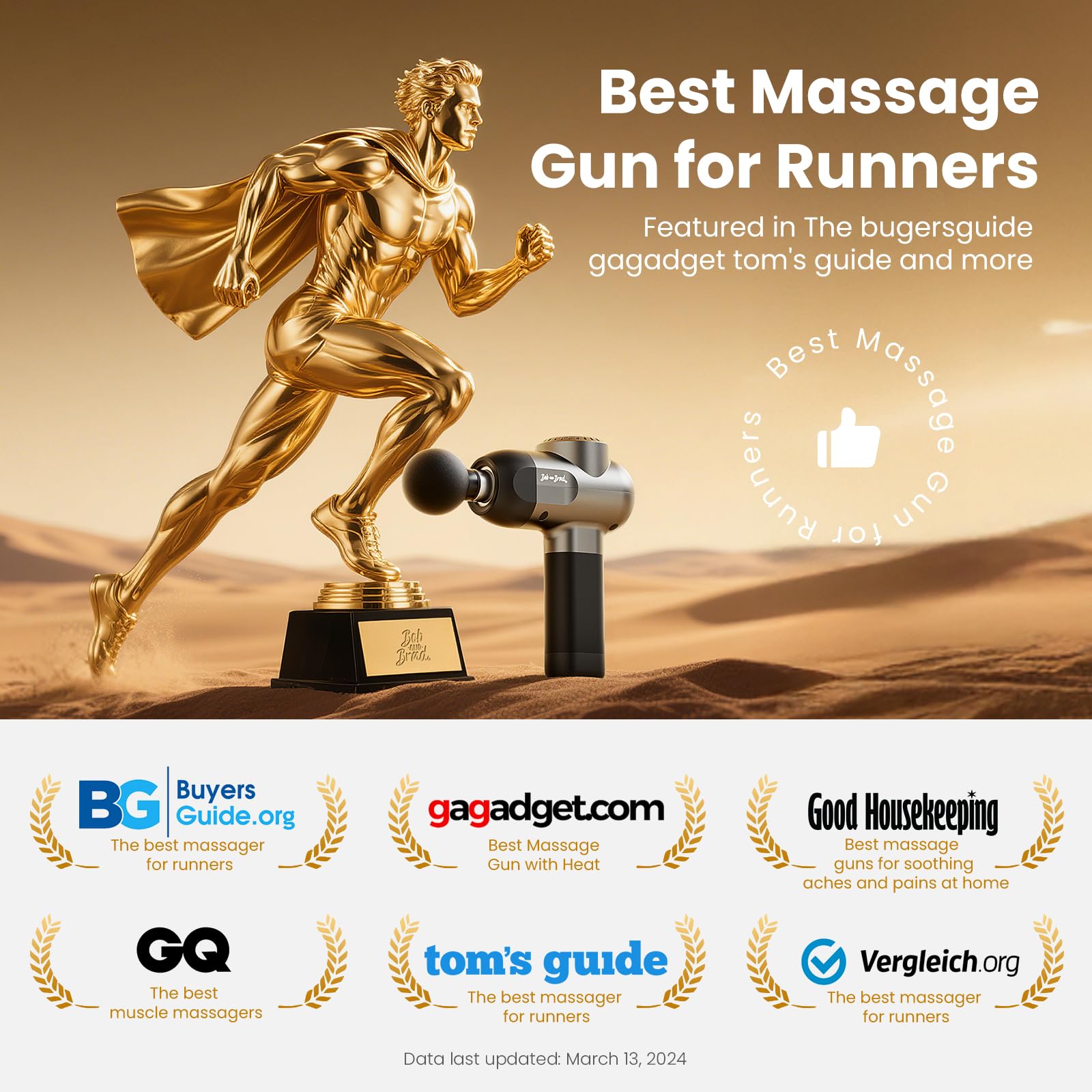 BOB AND BRAD C2 Massage Gun, Deep Tissue Percussion Massager Gun, Muscle Massager with 5 Speeds and 5 Heads, Electric Back Massagers for Professional Athletes Home Gym