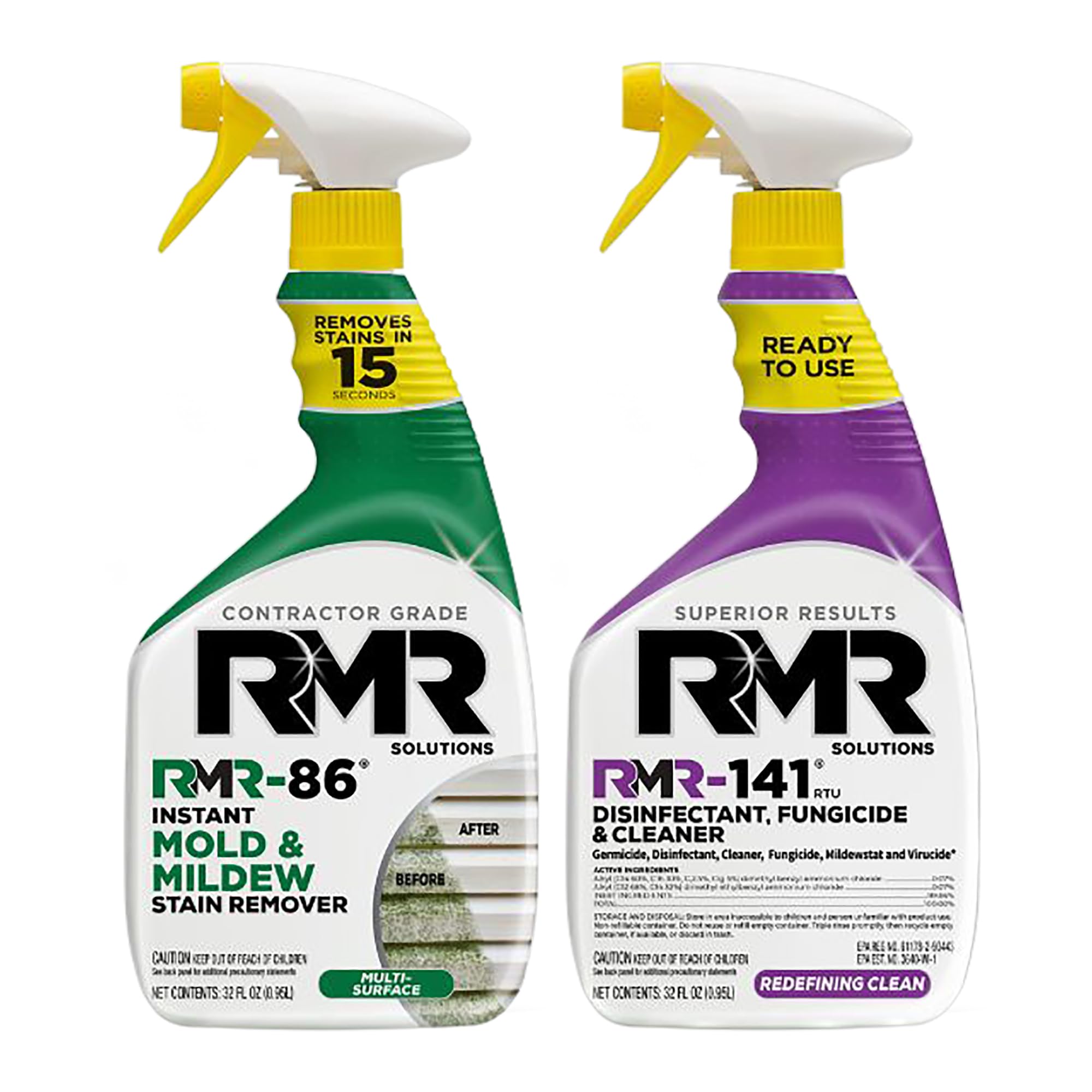 RMR Brands DIY Mold Remover Bundle - Complete Mold Killer & Stain Remover Bundle - Mold and Mildew Prevention Kit, Disinfectant Spray, Includes 2-32 Ounce Bottles