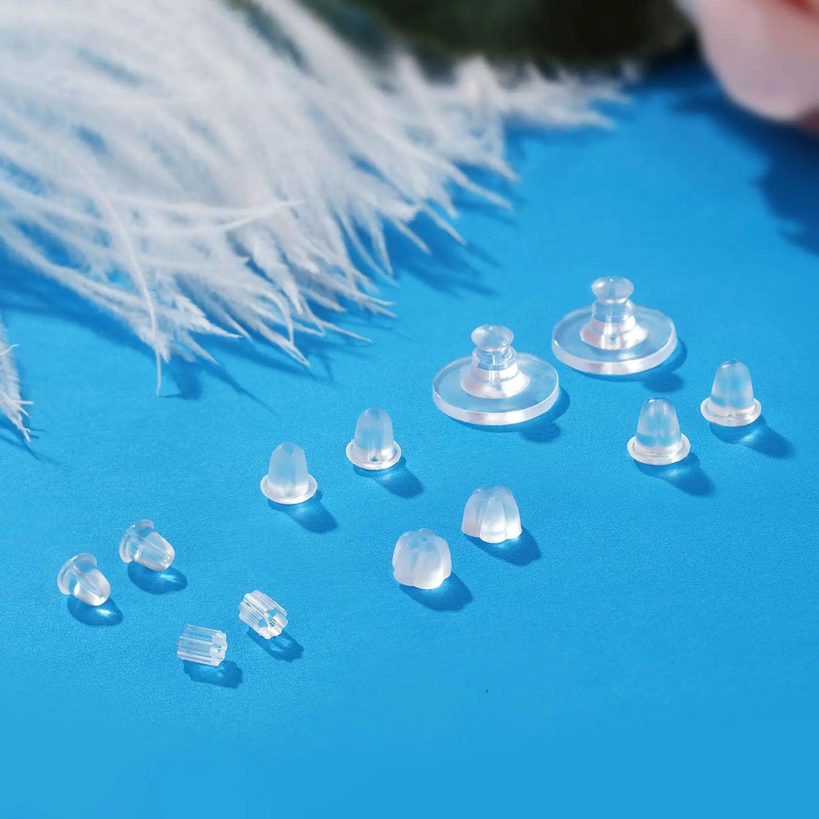6 Styles Silicone Earring Backs, 600 Clear Soft Hypoallergenic Plastic Rubber Earring Backs Clutch Stoppers Kits for Fish Hook Hoops