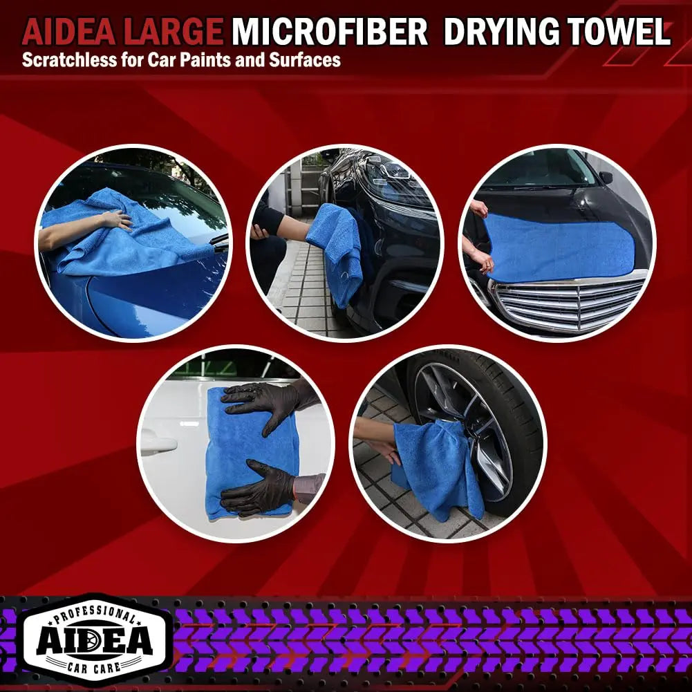 AIDEA Microfiber Towels for Cars-2PK, Large Professional Car Drying Towel, Scratch-Free & Absorbent Drying Towel for Cars, SUVs, RVs, Trucks, and Boats, 24inx 31in, Blue