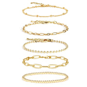 Waterproof Gold Bracelet Stack for Women Non Tarnish,Stainless Steel Dainty Bracelets Layered Paper Clip Bracelet Chain Bracelet for Women Jewelry