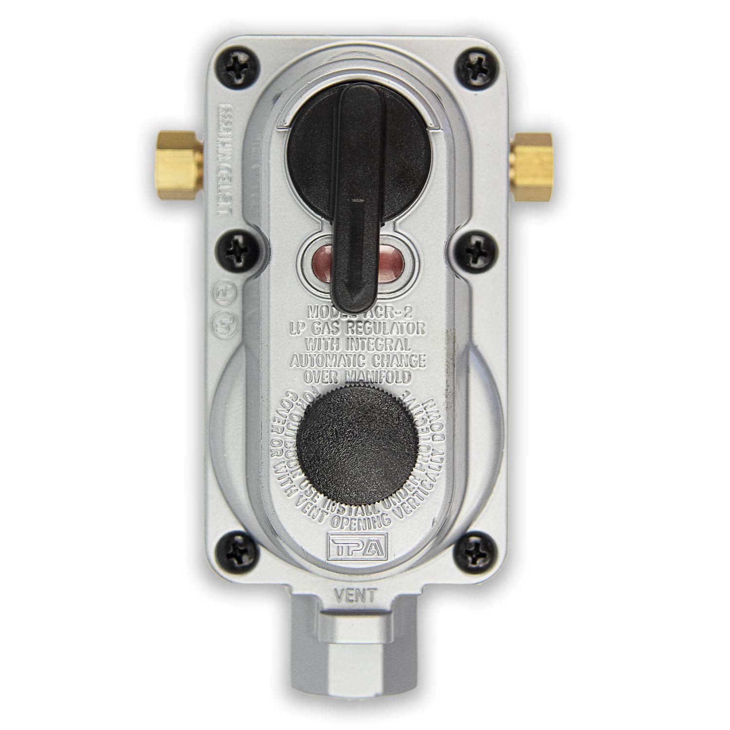 Flame King (KT12ACR-2) 2-Stage Auto Changeover LP Propane Gas Regulator With Two 12 Inch Pigtails For RVs, Vans, Trailers