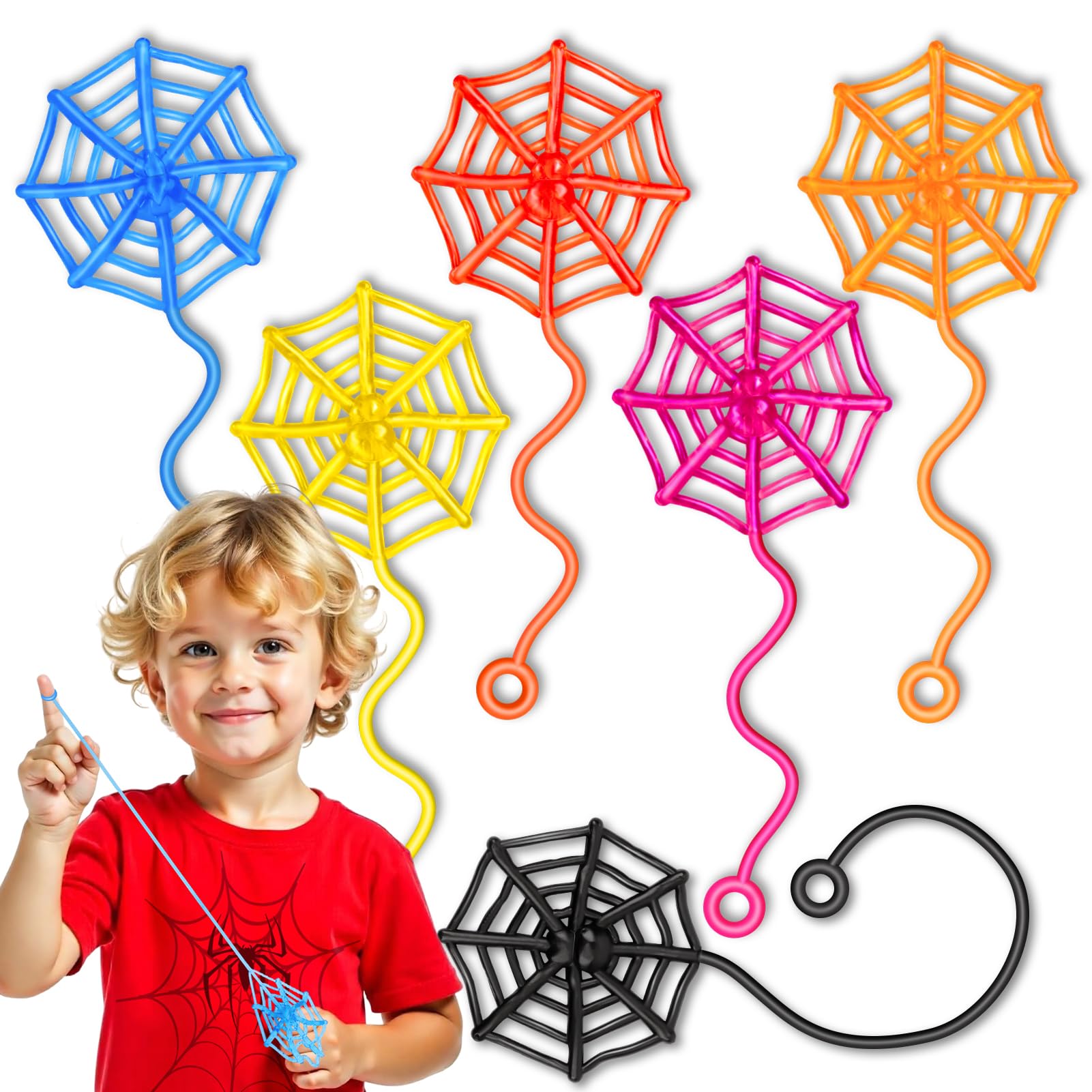 30 Pcs Sticky Spider Web Sticky Hands for Kids Bulk Halloween Party Favors Decorationsr,Spider Webs for Classroom Prizes,Kids' Halloween Goodie Bags Stuffers Pinata Stuffers Small Toys for Boys Girl