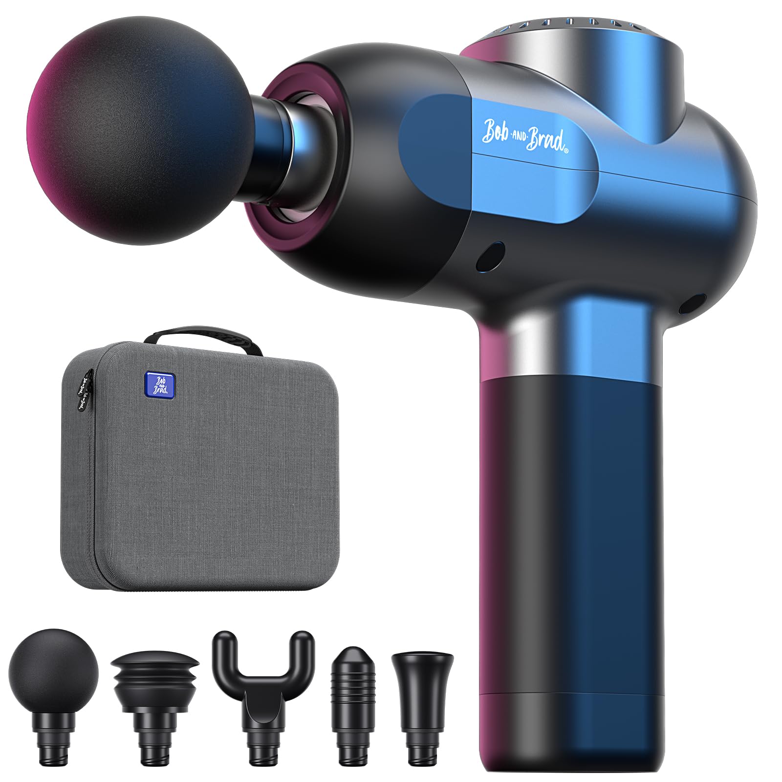 BOB AND BRAD C2 Massage Gun, Deep Tissue Percussion Massager Gun, Muscle Massager with 5 Speeds and 5 Heads, Electric Back Massagers for Professional Athletes Home Gym