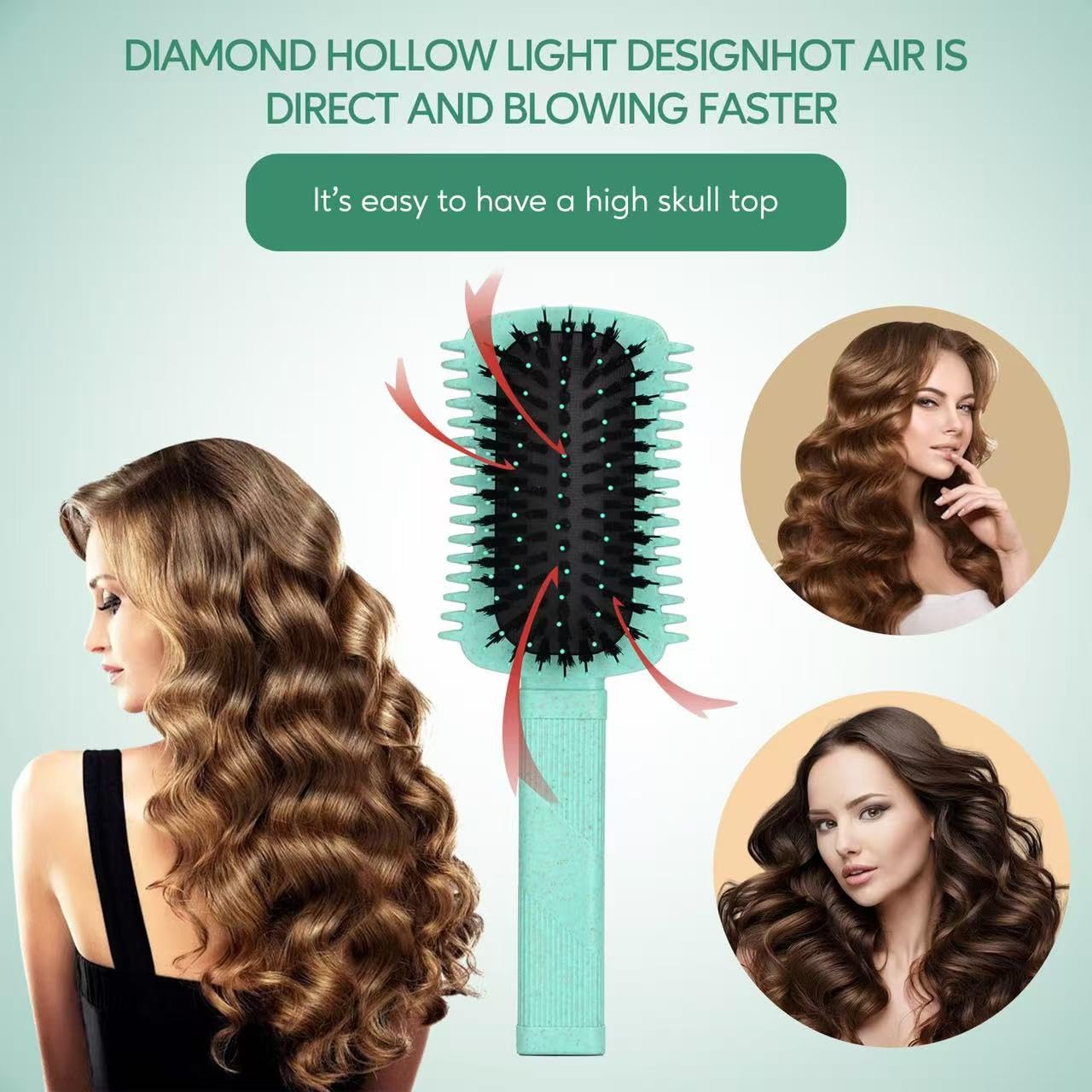 Curly Hair Brush Defining, Volume Curl Defining Brush for Effortlessly Detangling Shaping and Styling Women's Curls, Waves & Coils, Curly Hair Products, Reduce Frizz (Green 1PC)