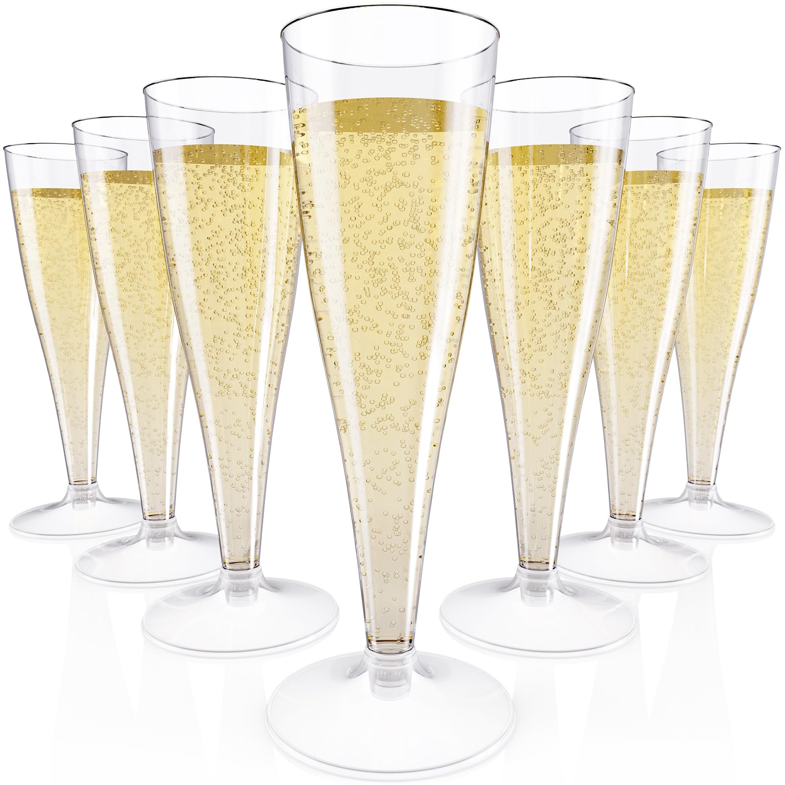 JOLLY CHEF 100 Pack Plastic Champagne Flutes Disposable 4.5 oz Clear Plastic Champagne Glasses Perfect for Wedding, Thanksgiving Day, Christmas