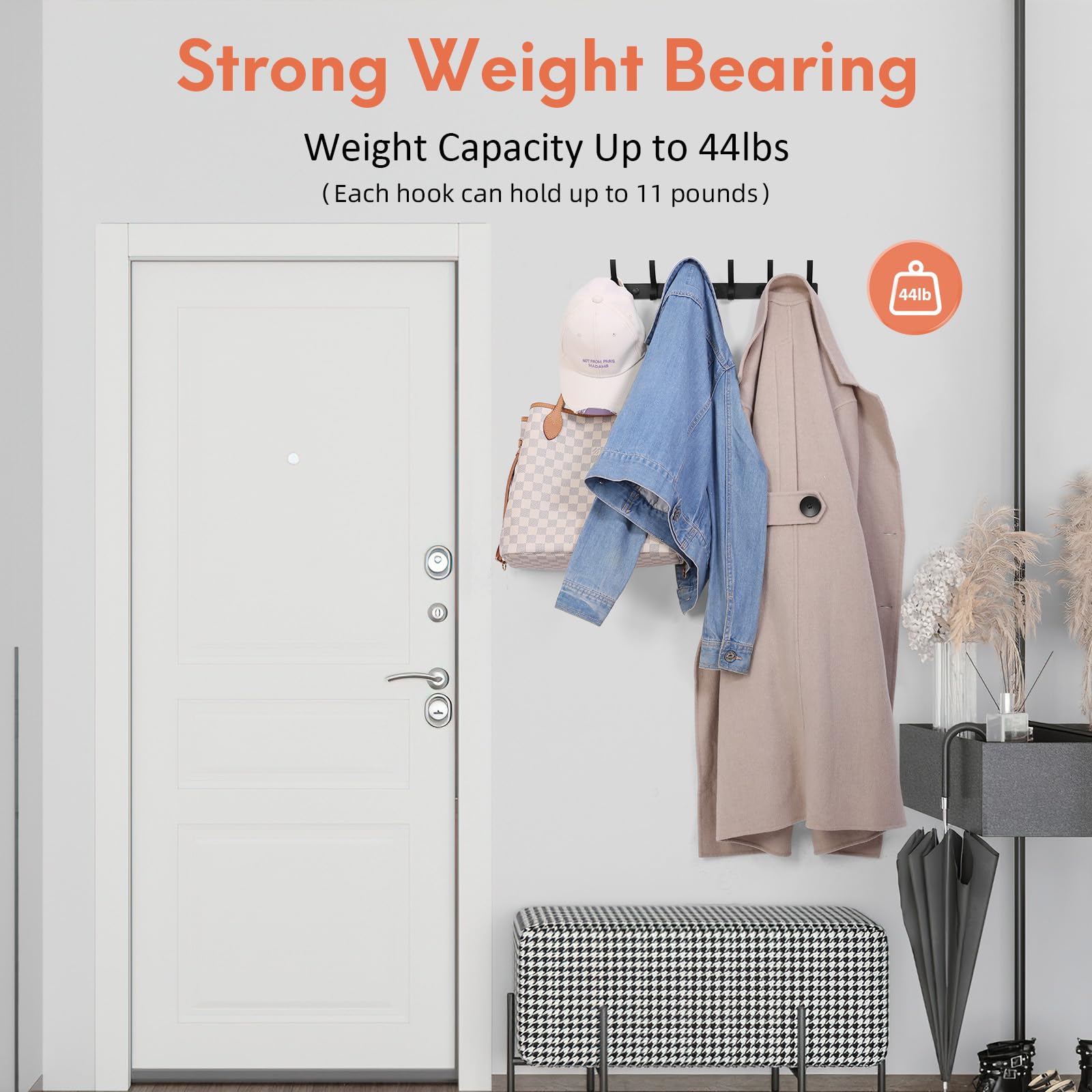 Optish 2 Pack Coat Rack Wall Mount, Coat Hooks Wall Mount, Wall Hooks for Hanging, Hat Rack for Wall, Coat Hanger Wall Mount, Towel Hooks for Bathrooms