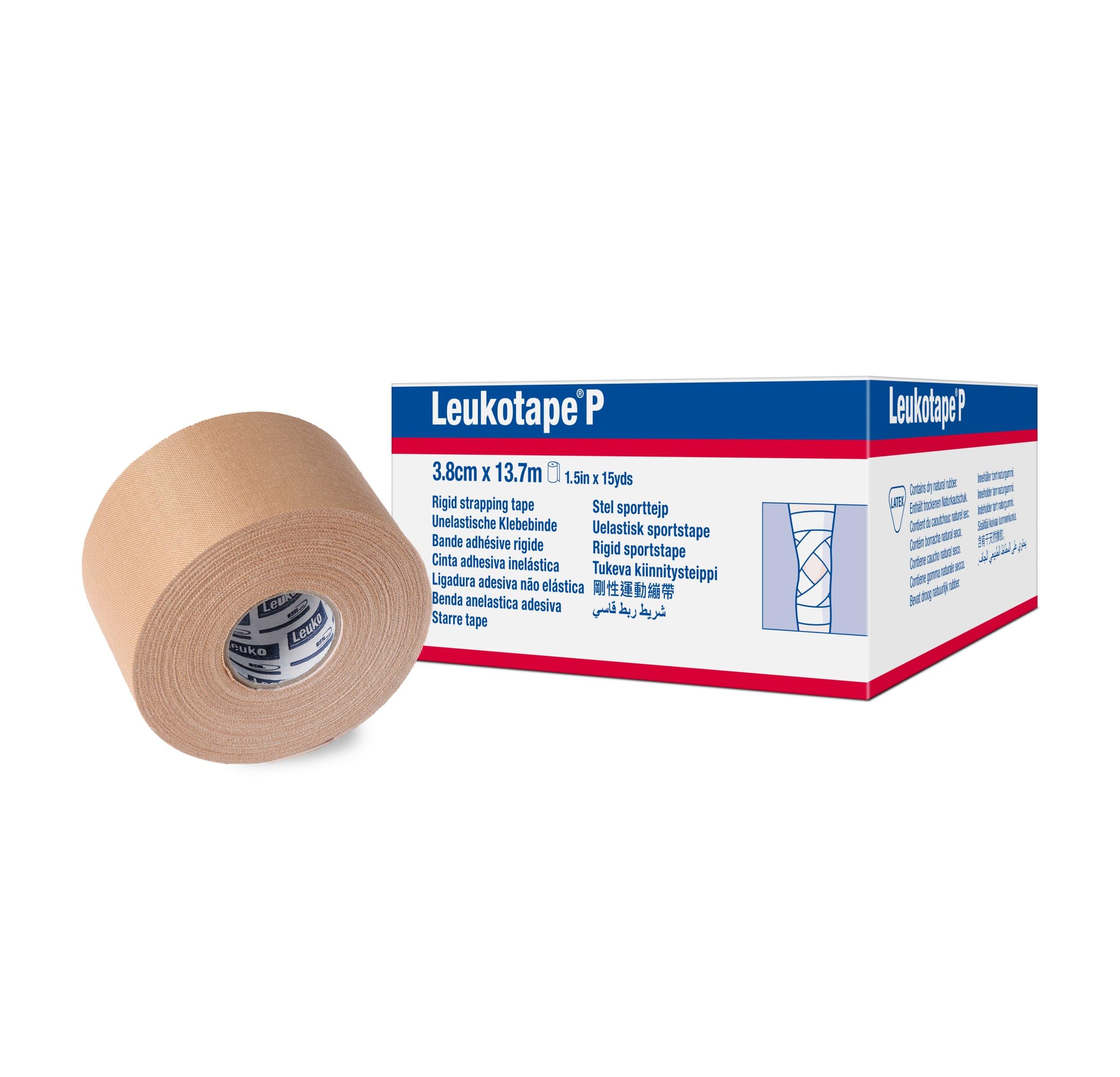 Leukotape P Adhesive Strapping Tape - for Sports Injuries, Strains and Sprains - 1.5 in x 15 yds, Tan, (1 Roll)