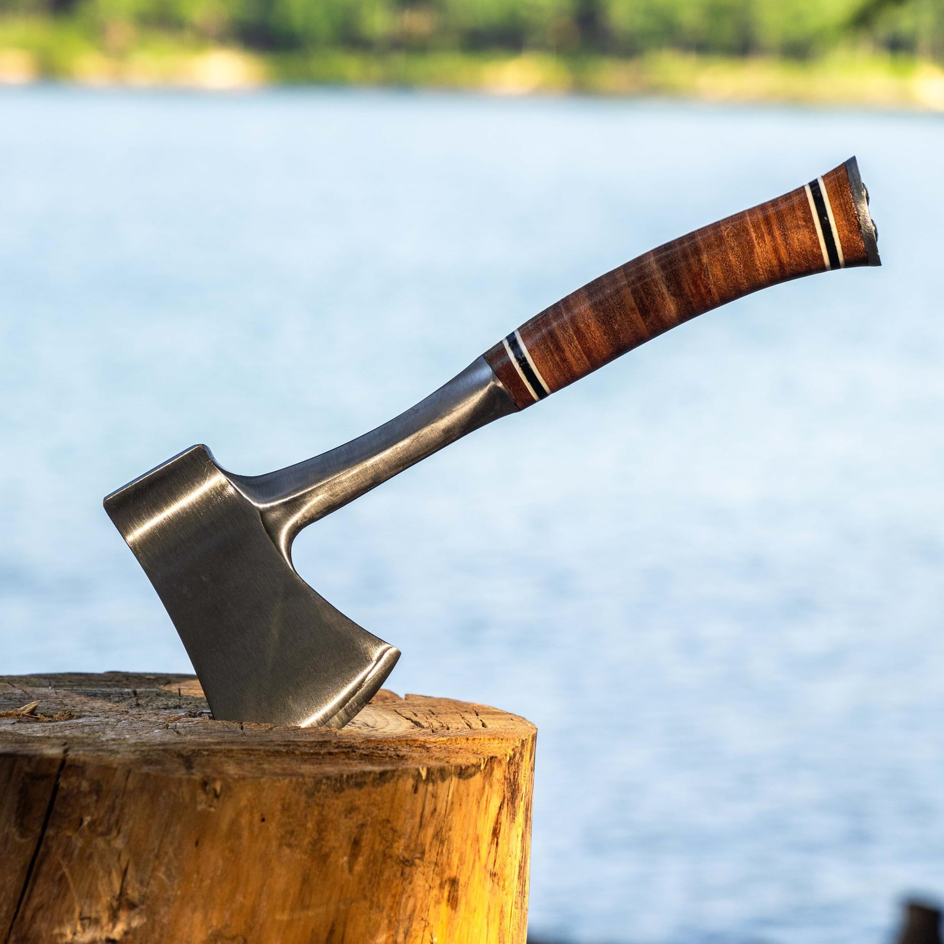 Estwing Sportsman's Axe - 14" Camping Hatchet with Forged Steel Construction & Genuine Leather Grip - E24A