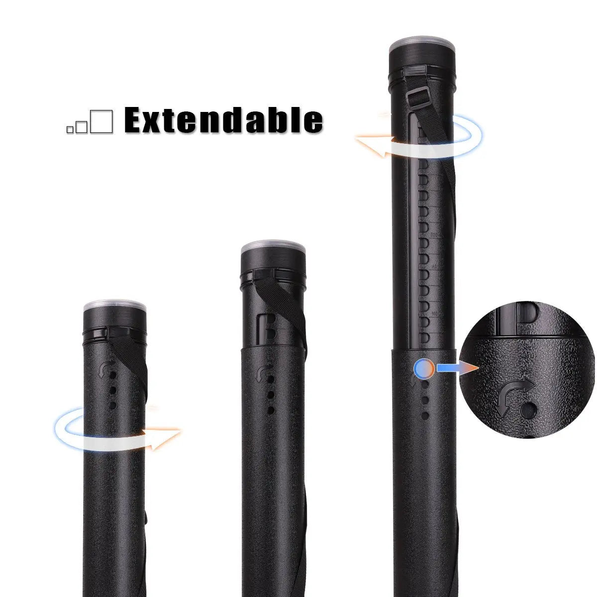 TRANSON Durable Poster Storage Tube with Straps 24"-40" Extendable for Blueprints, Artwork, Maps, Posters Color Black