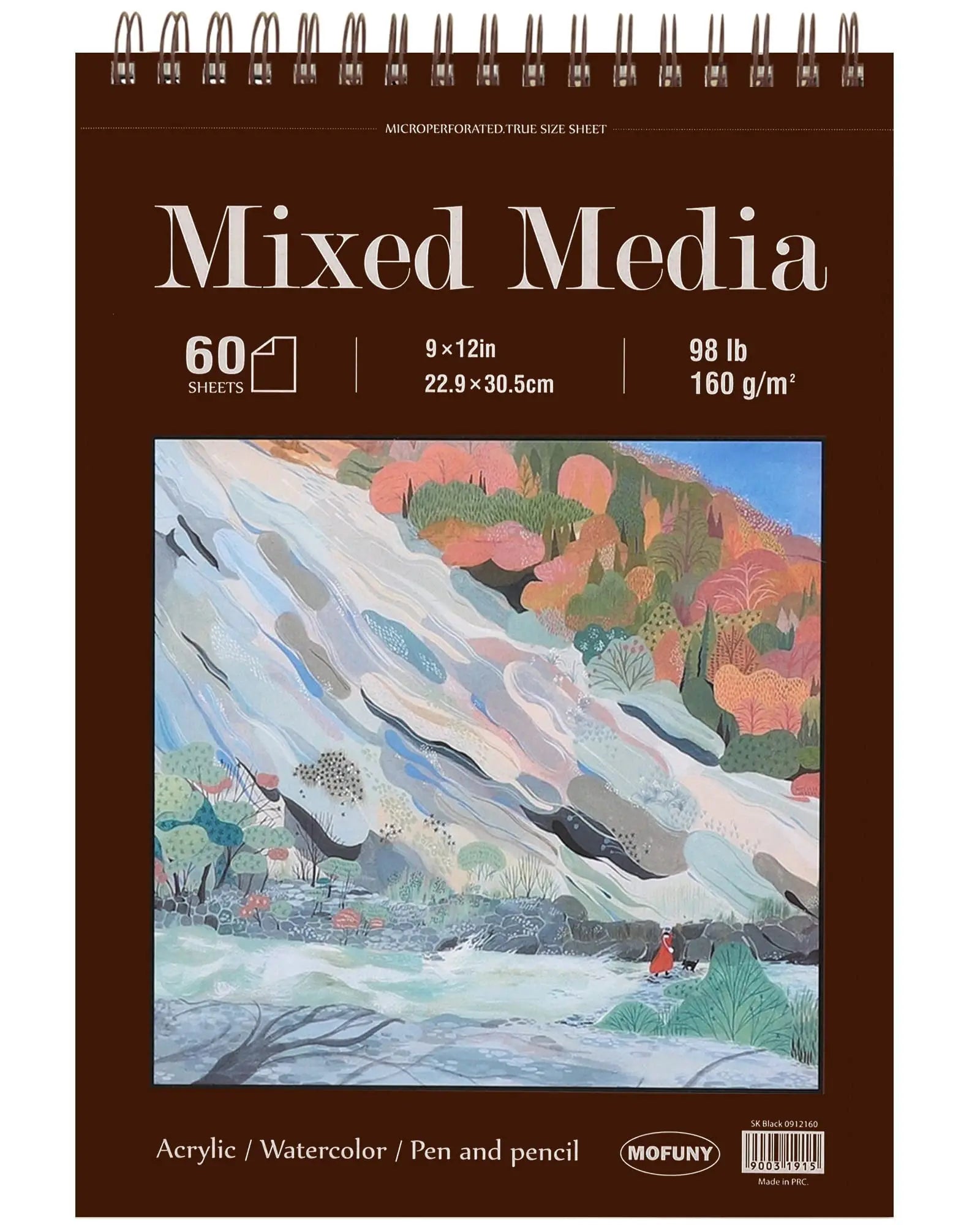 Mixed Media Sketchbook 9" x 12" - Multimedia Sketchbook Hardcover, Spiral Bound, 60 Sheets 98lb/160gsm Mixed Media Paper, Watercolor Sketchbooks for Artist Supplies, Painting, Drawing & Art Supplies.