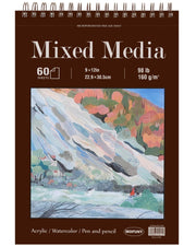 Mixed Media Sketchbook 9" x 12" - Multimedia Sketchbook Hardcover, Spiral Bound, 60 Sheets 98lb/160gsm Mixed Media Paper, Watercolor Sketchbooks for Artist Supplies, Painting, Drawing & Art Supplies.