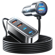 شاحن سيارة AINOPE 108W USB C مع 6 منافذ شحن سريع، مستلزمات الرحلات البرية ولاعة سجائر أساسيات السفر بالسيارة للرحلات الطويلة للأطفال لهاتف iPhone 16 15 Pro Max 14 iPad S24 S25 Hire Tablet 17