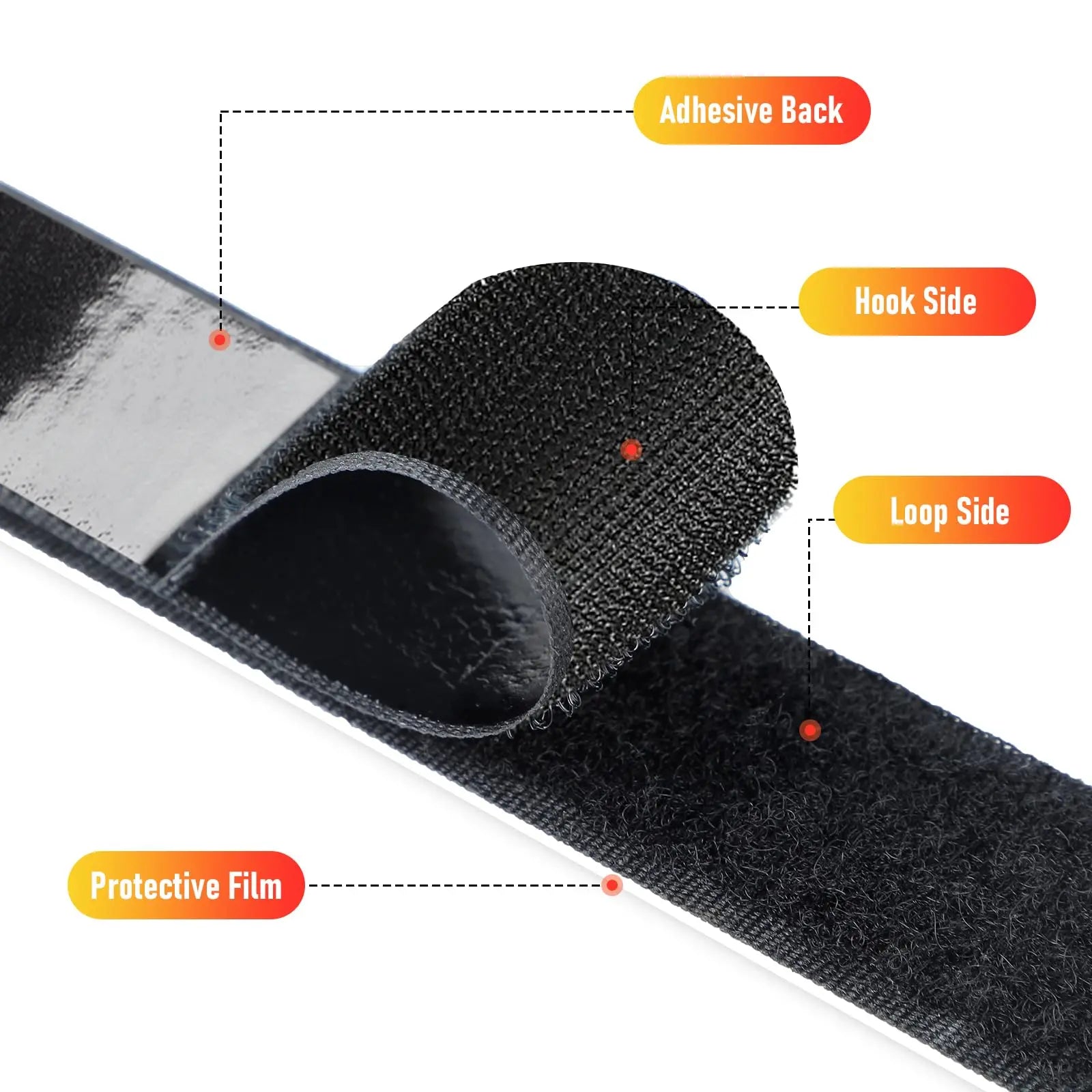 32Ft *1 Inch Hook and Loop Tape with Adhesive Back, Heavy Duty Double Sided Adhesive Strips, Strong Sticky Strips Roll for Home/Office/School/Car, Black