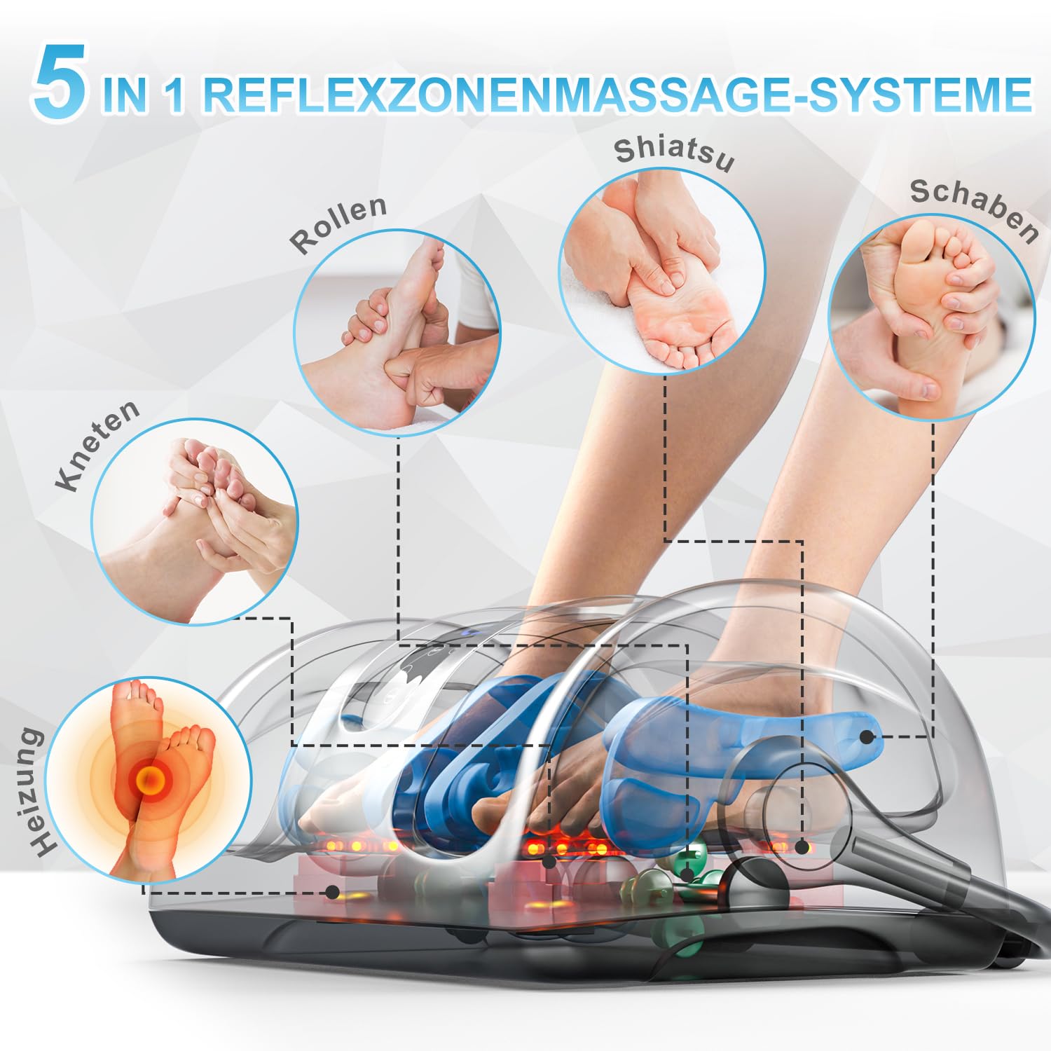 TISSCARE Shiatsu Foot Massager with Heat: FSA HSA Eligible Foot Massager for Neuropathy, Plantar Fasciitis and Pain Relief-Massage Feet/Leg/Calf/Ankle at Home/Office, Gifts for Women and Men(Gray)