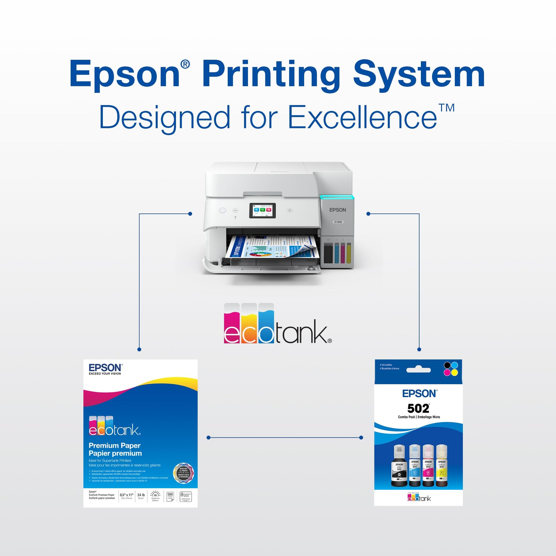 EPSON 502 EcoTank Ink Ultra-high Capacity Bottle Black Works with ET-2750, ET-2760, ET-2850, ET-3750, ET-3760, ET-3850, ET-4850, and other select EcoTank models
