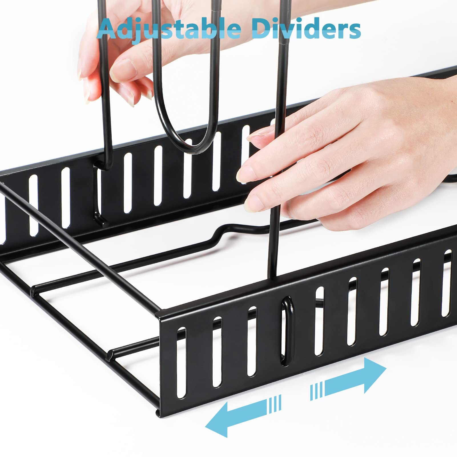 ORDORA Pots and Pans Organizer for Cabinet 16.61 Height, 8 Tier Pot Organizers Rack with 3 DIY Methods, Adjustable Pan Organizer under Cabinet Kitchen Organization and Storage