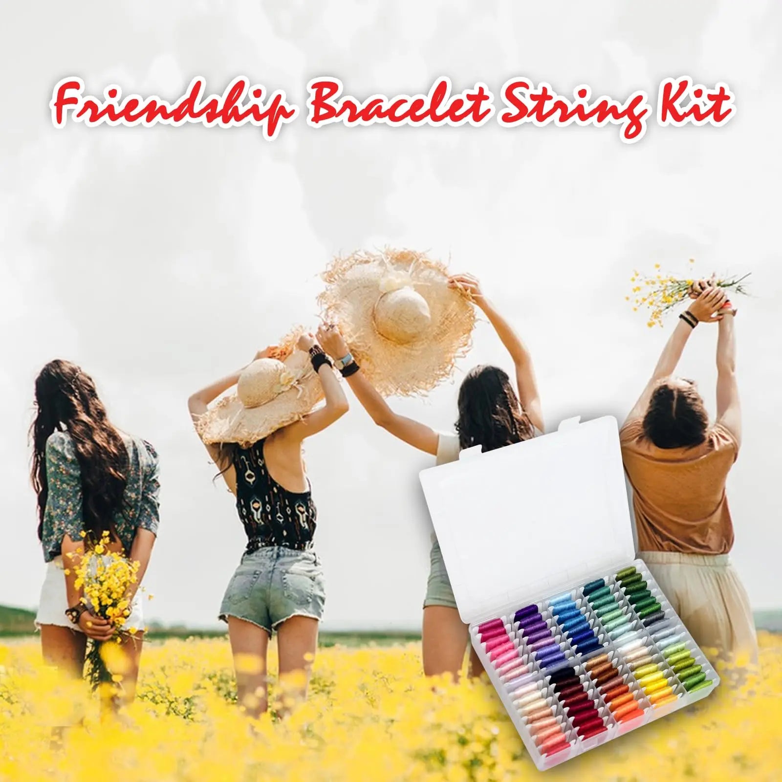 Friendship Bracelet String Kit String Bracelet Making Kit with 80 Skeins Embroidery Floss Cross Stitch Thread with Storage Box
