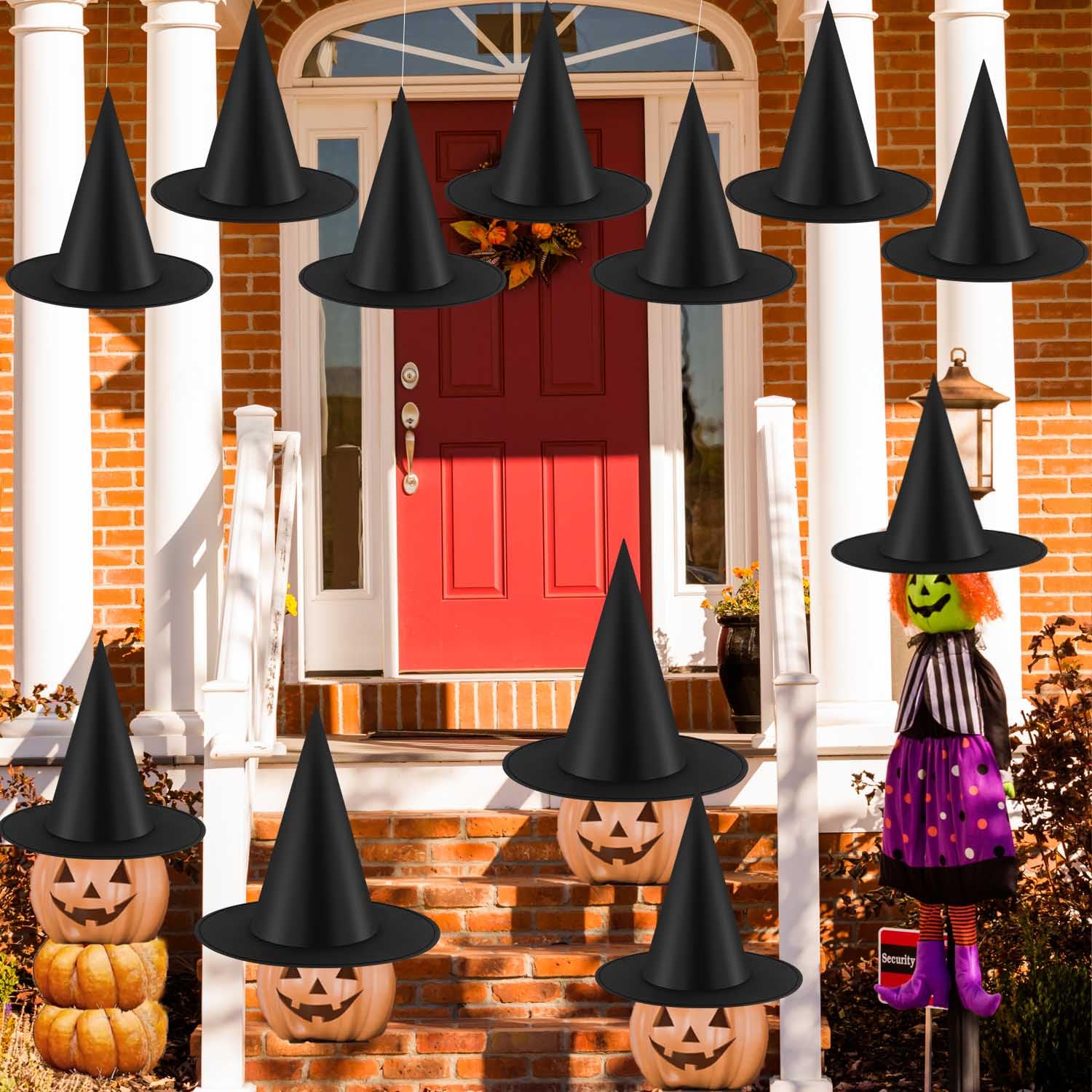 KSPOWWIN 12PCS Halloween Witch Hats Witch Costume Accessory, Black Witch Hat for Halloween Party Decoration